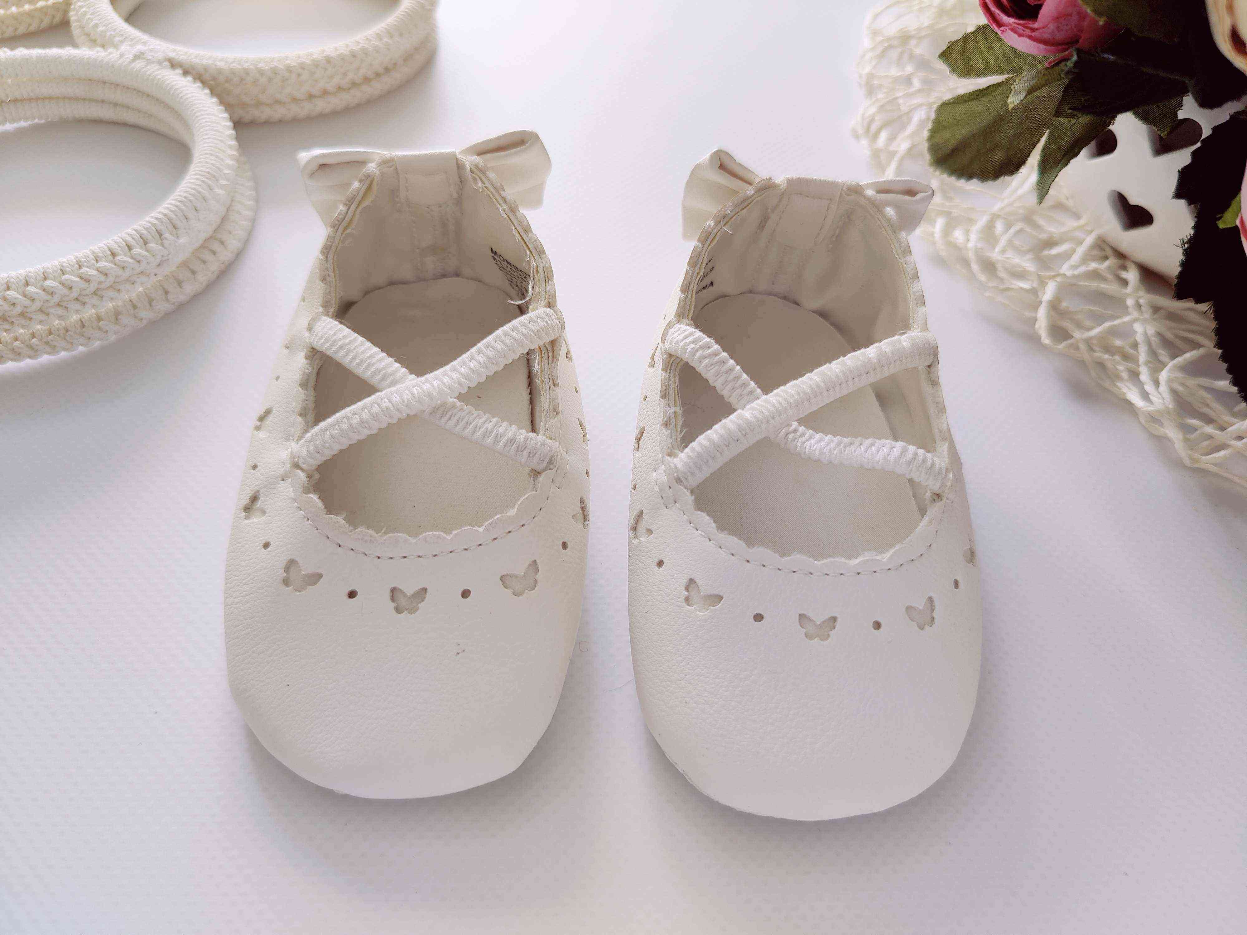 19 (11,7 см) 6-12 міс Білі дитячі пінетки