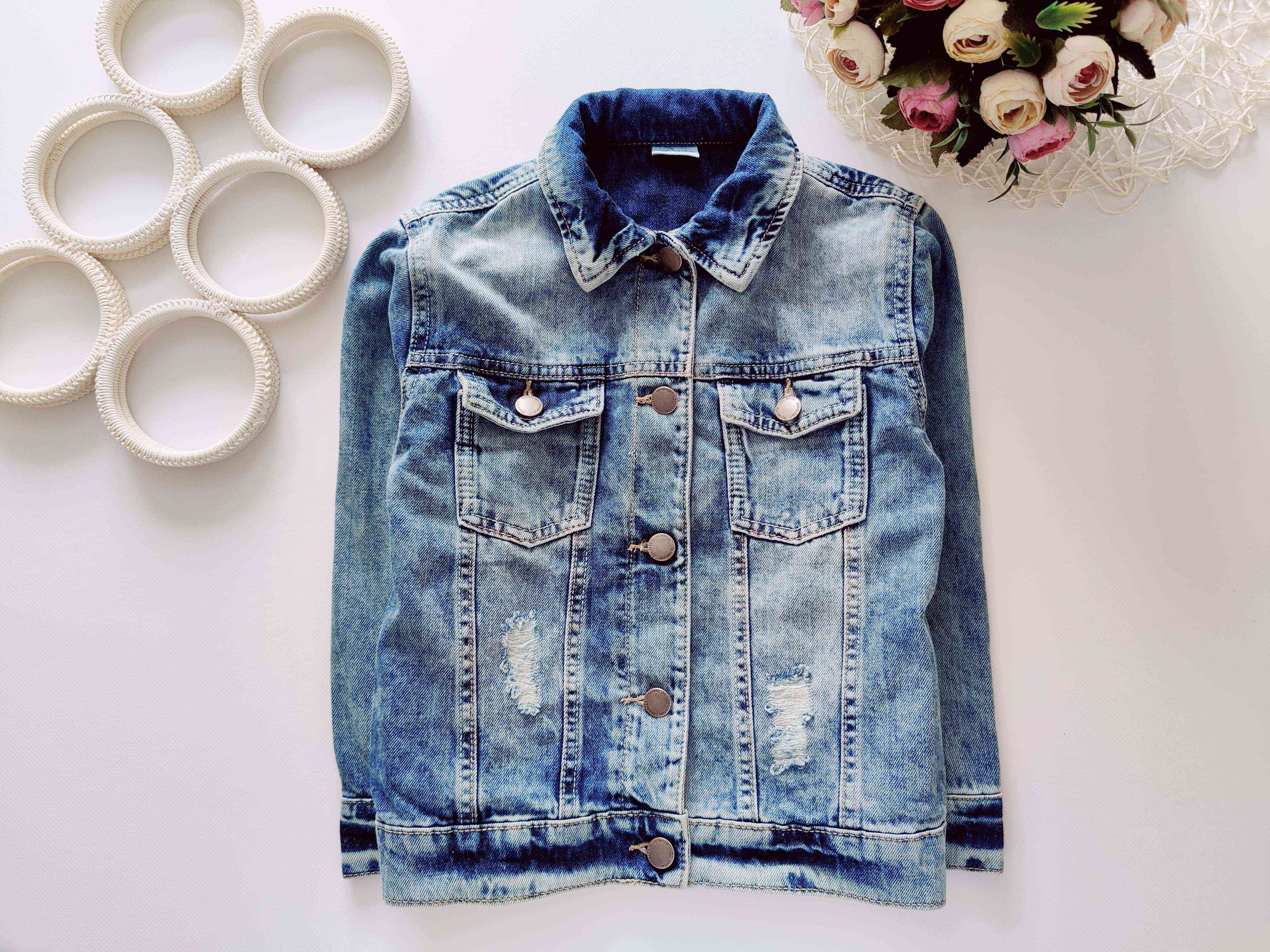 6,7 лет, рост 122 Модная детская джинсовка