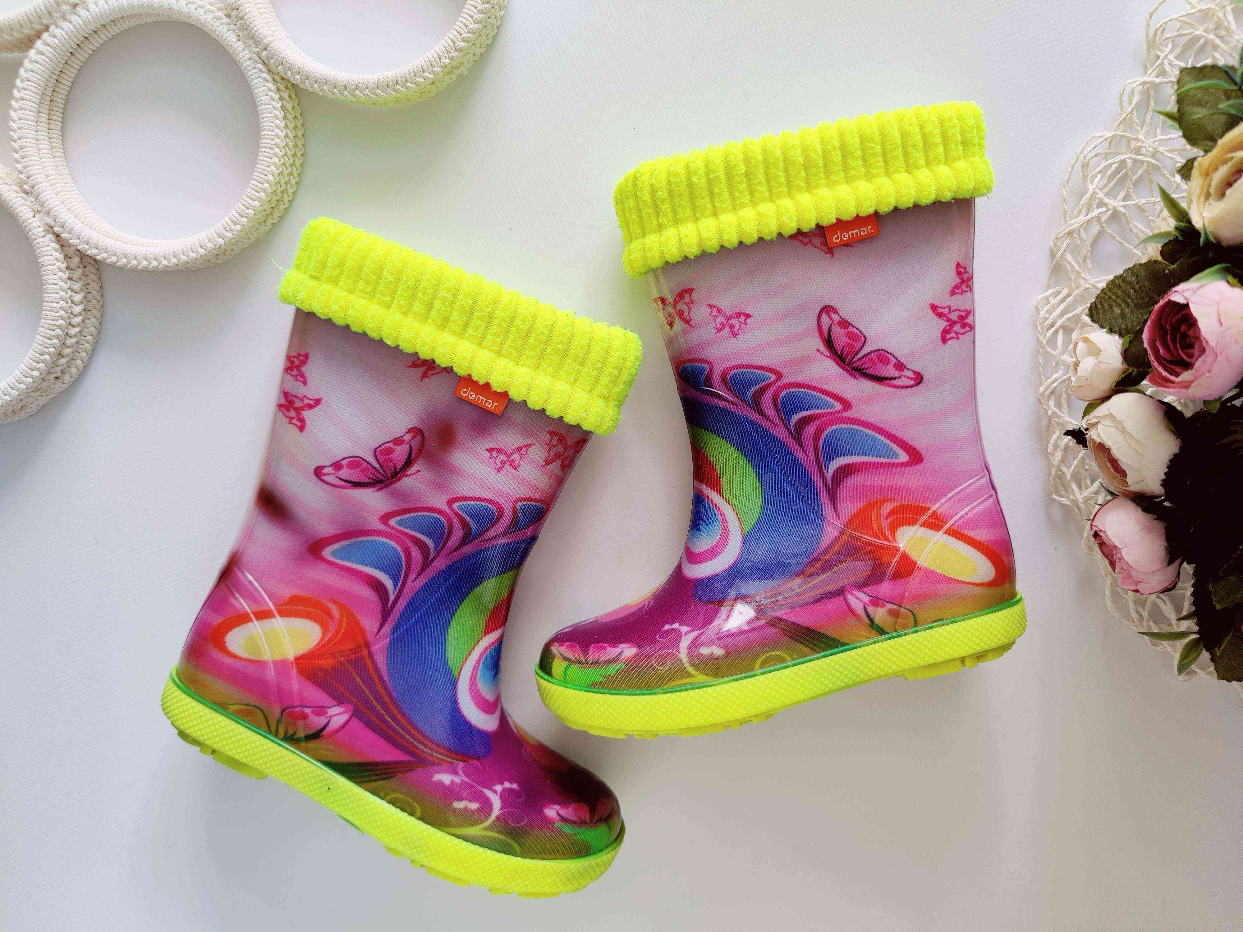 26-27 (17 см) Утепленные резиновые сапоги с валянком