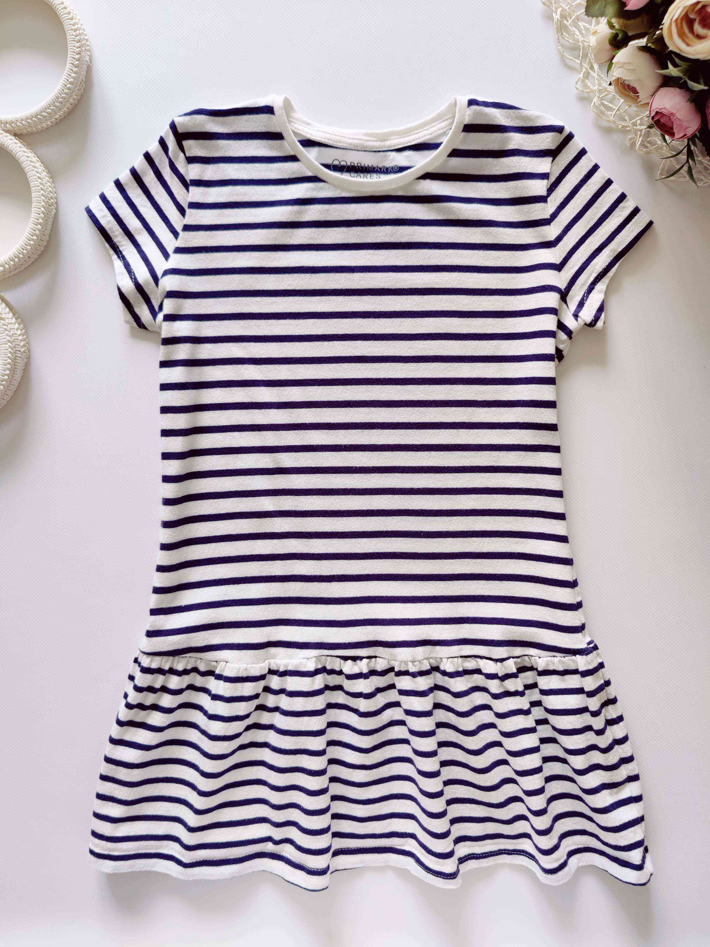 5,6 лкт, рост 116 Полосатое трикотажное платье