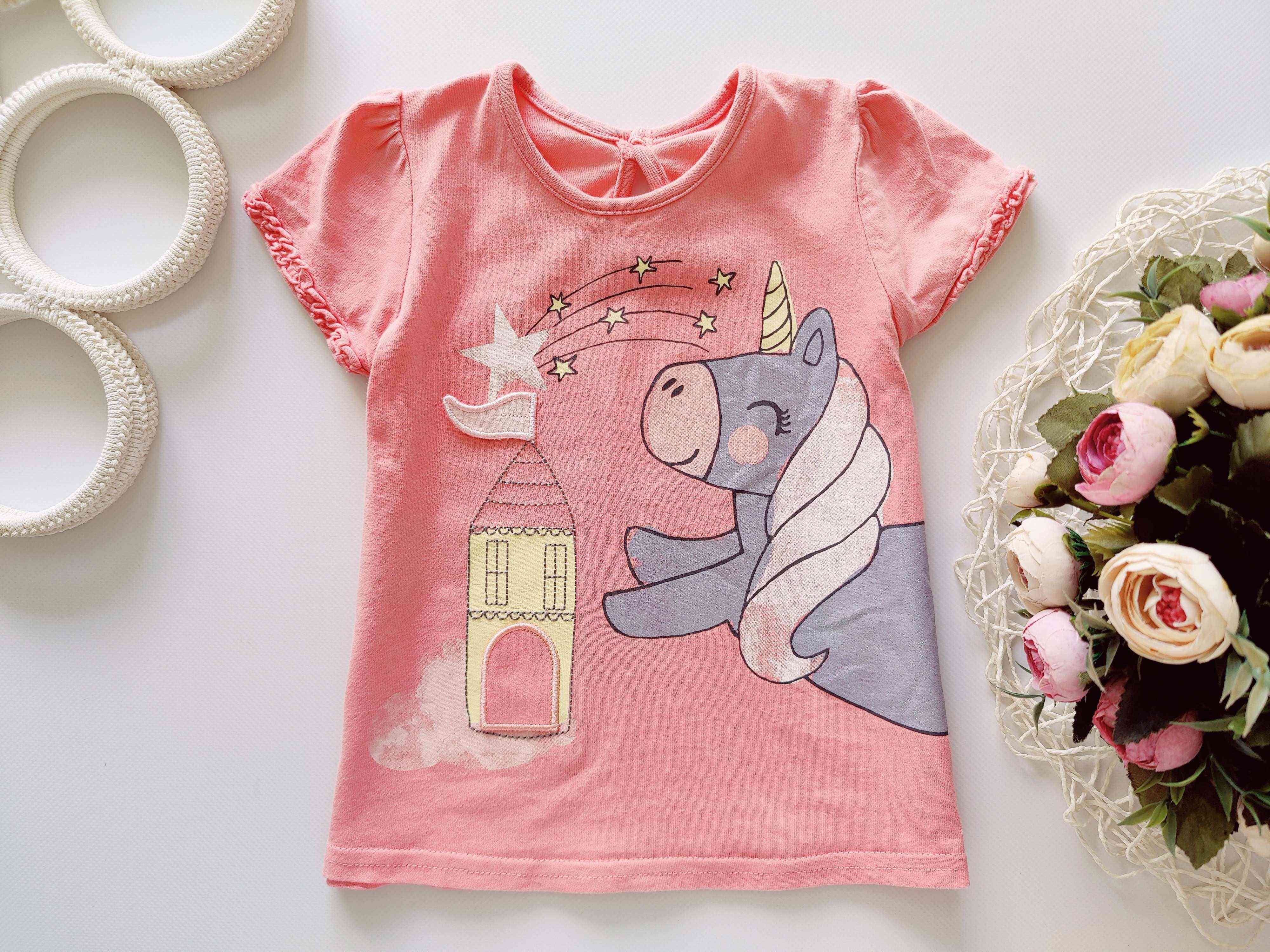 12,18 мес, рост 80,86 Футболка с блестящим единорогом