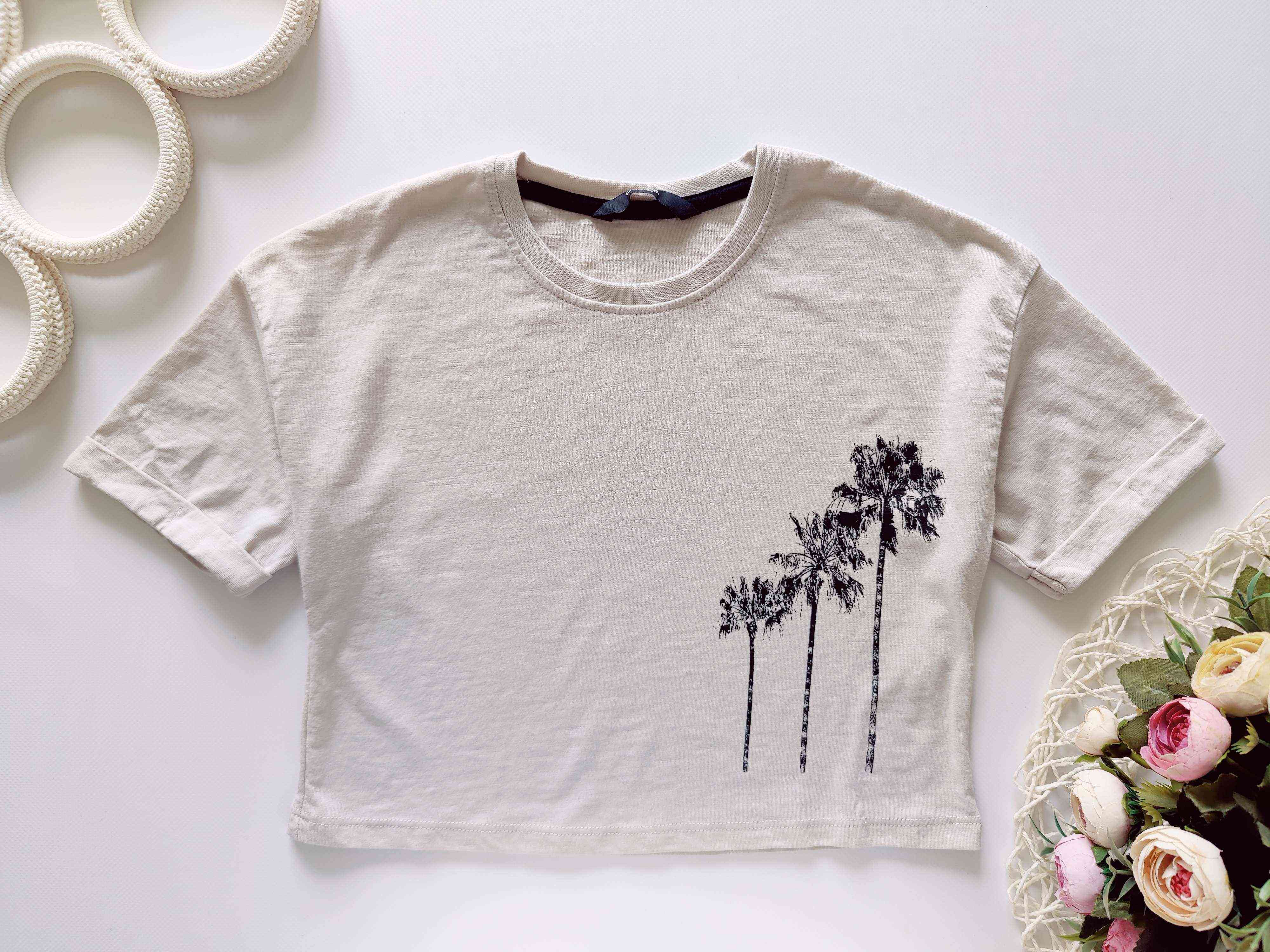 5,6 лет, рост 110,116 Футболка с пальмами