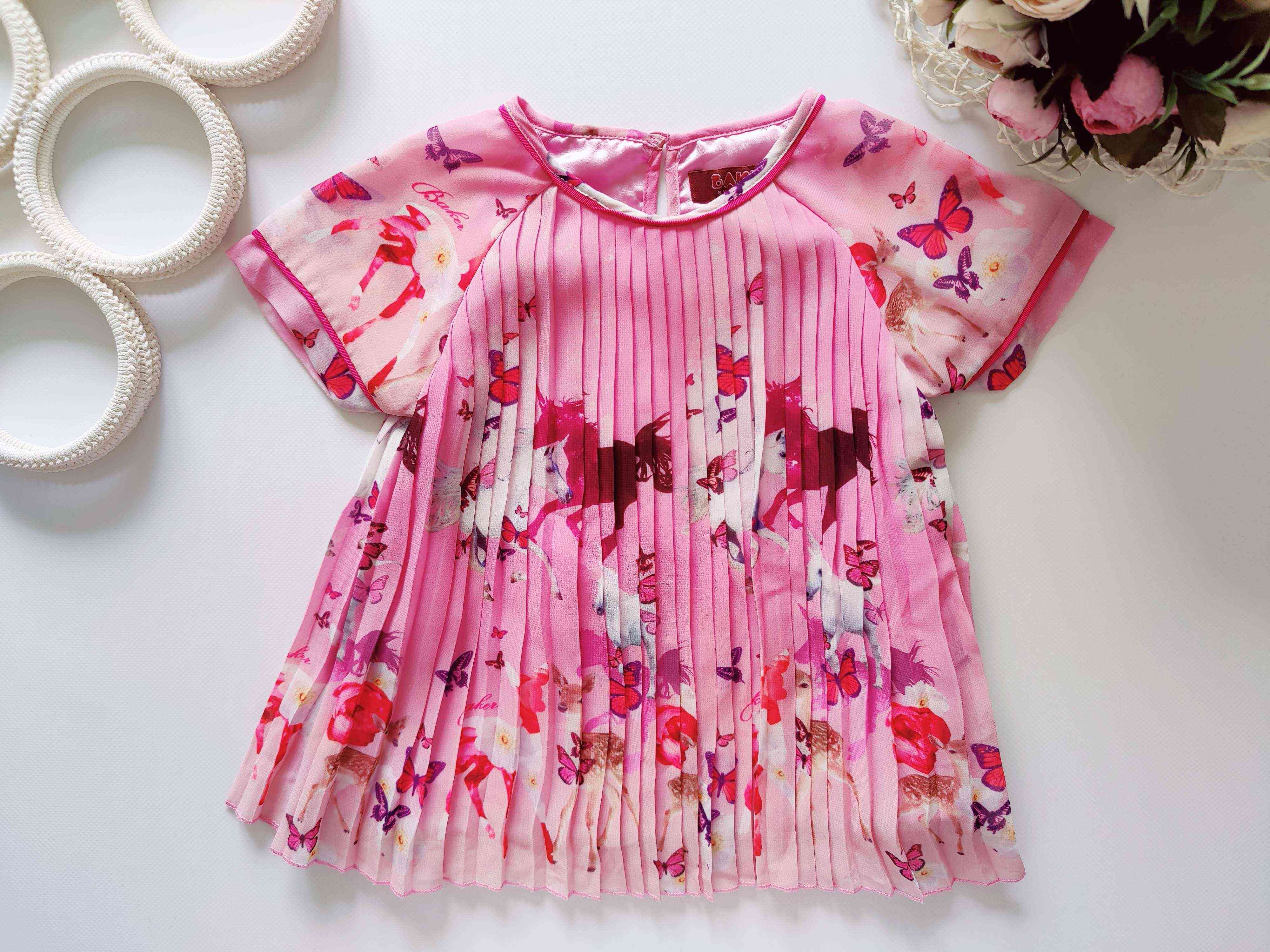 18,24 мес, рост 92 Летнее короткое платье-туника в единорогах