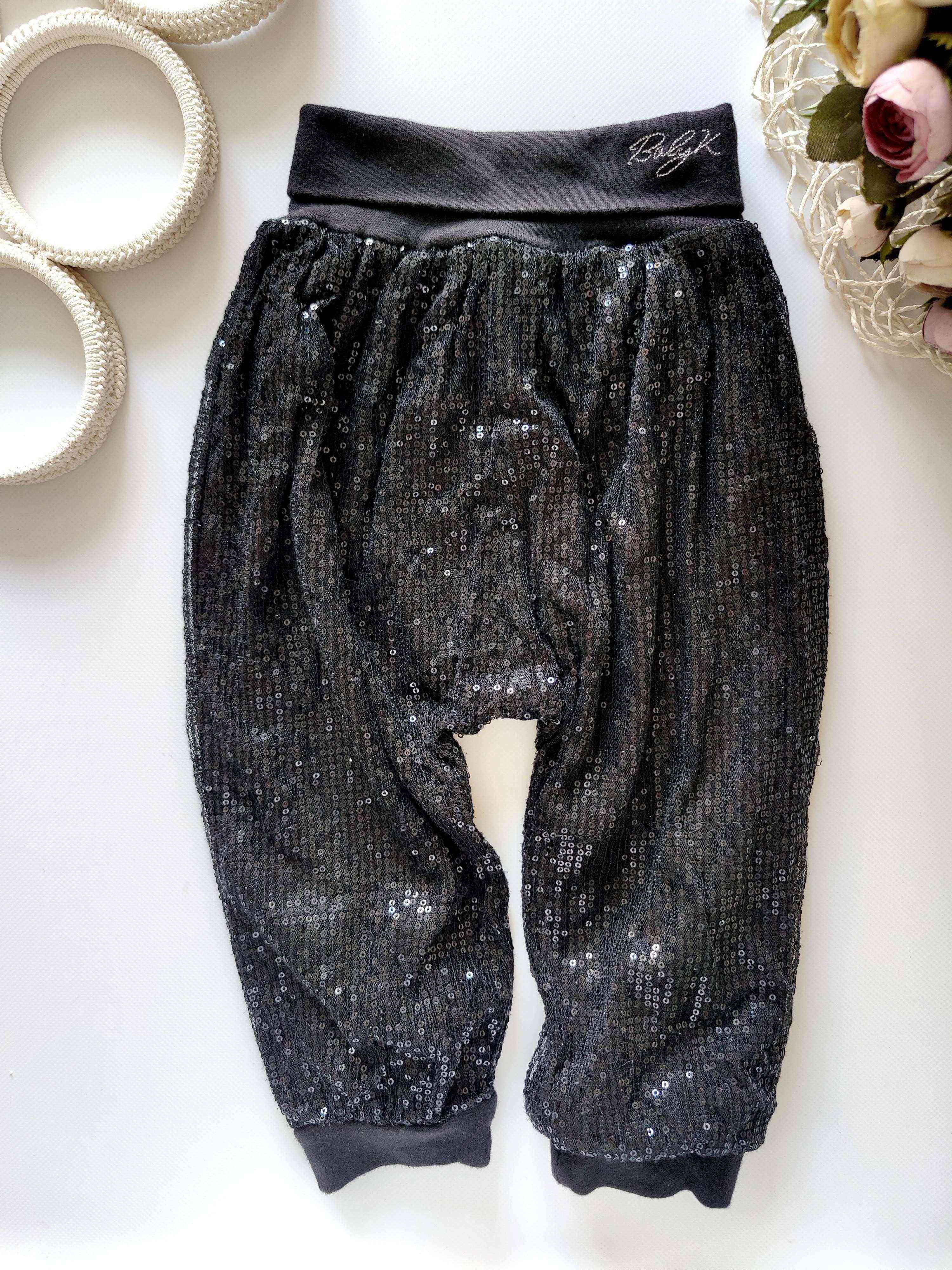 18,24 міс, зріст 90 Блискучі чорні вільні штани на підкладці