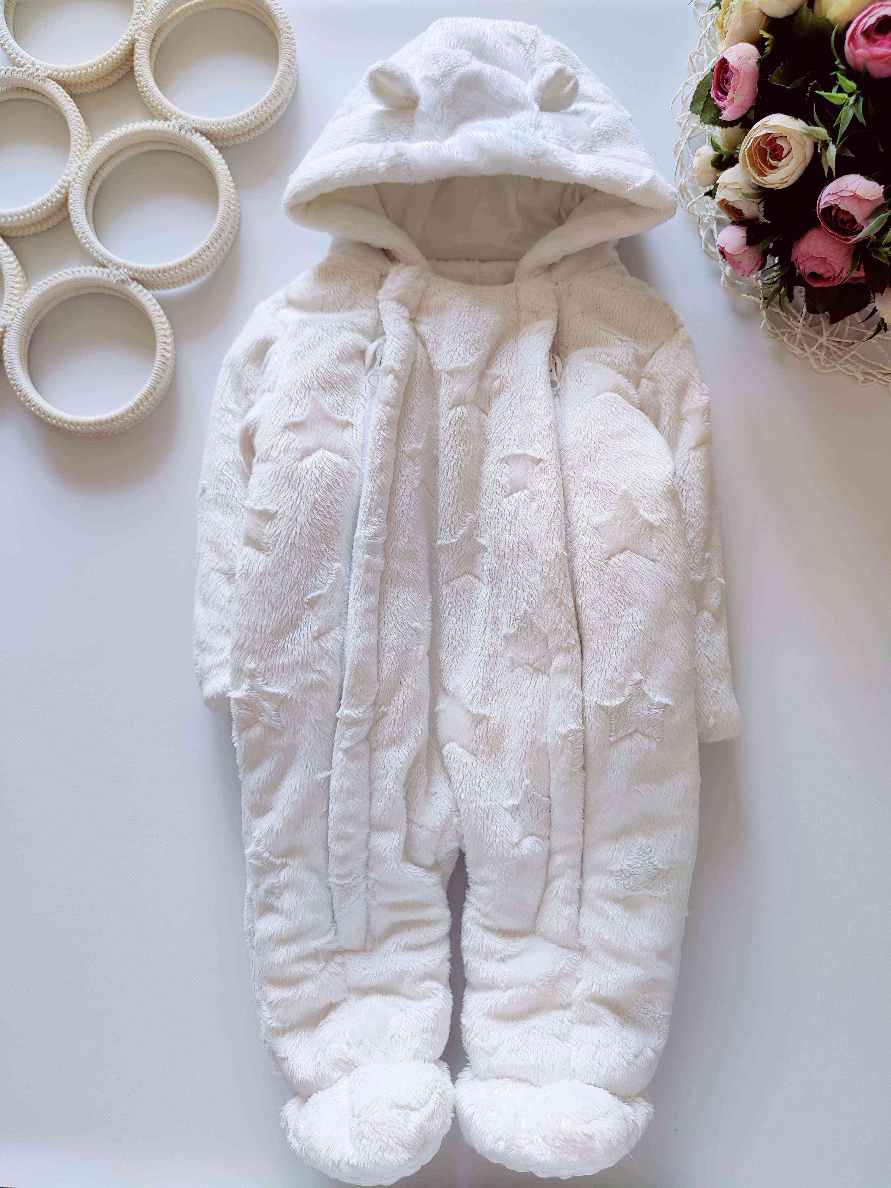 3,6 мес, рост 62,68 Теплый деми комбинезон на синтепоне