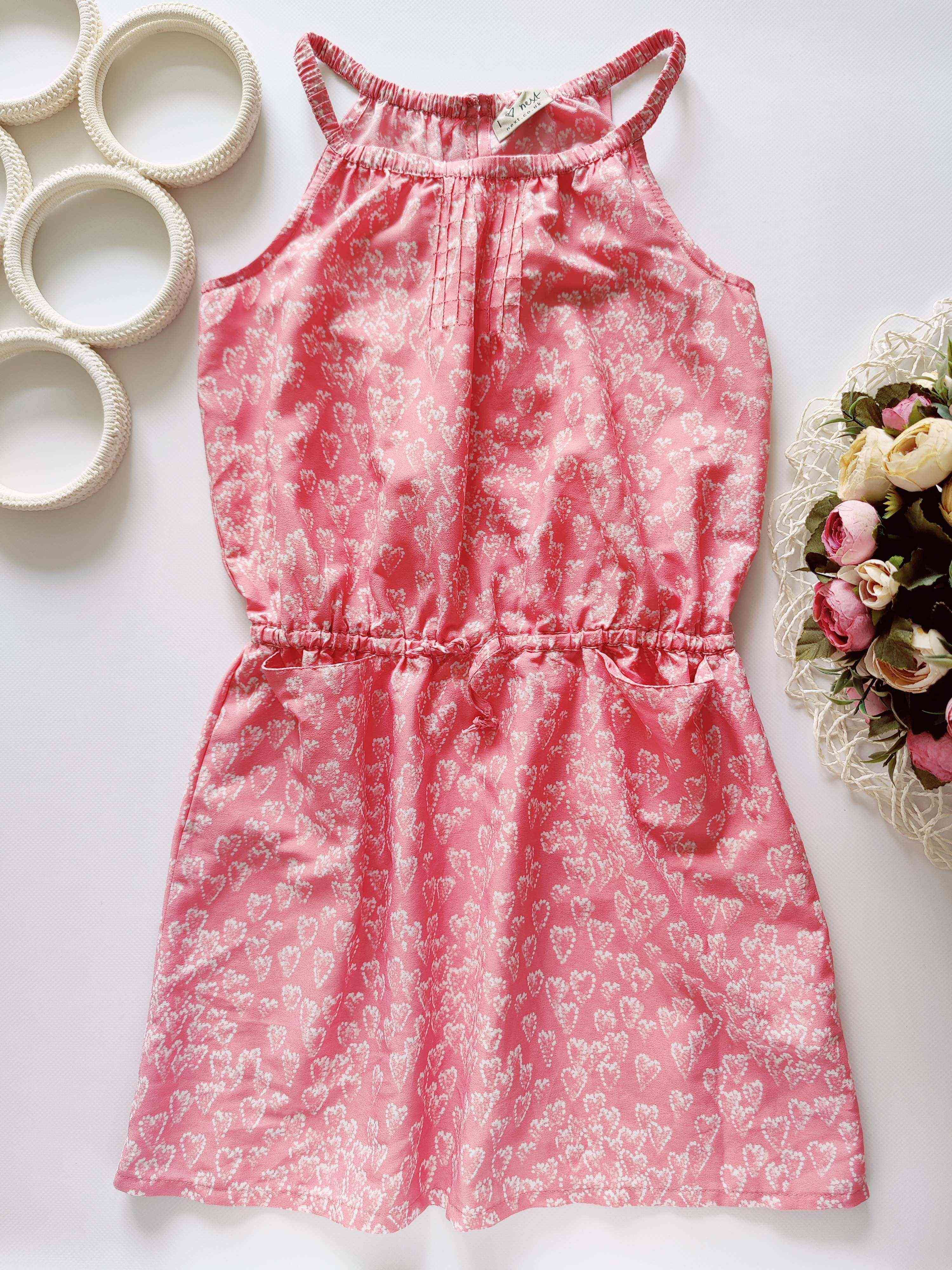 8,9 лет, рост 134 Легкий летний сарафан с сердечках