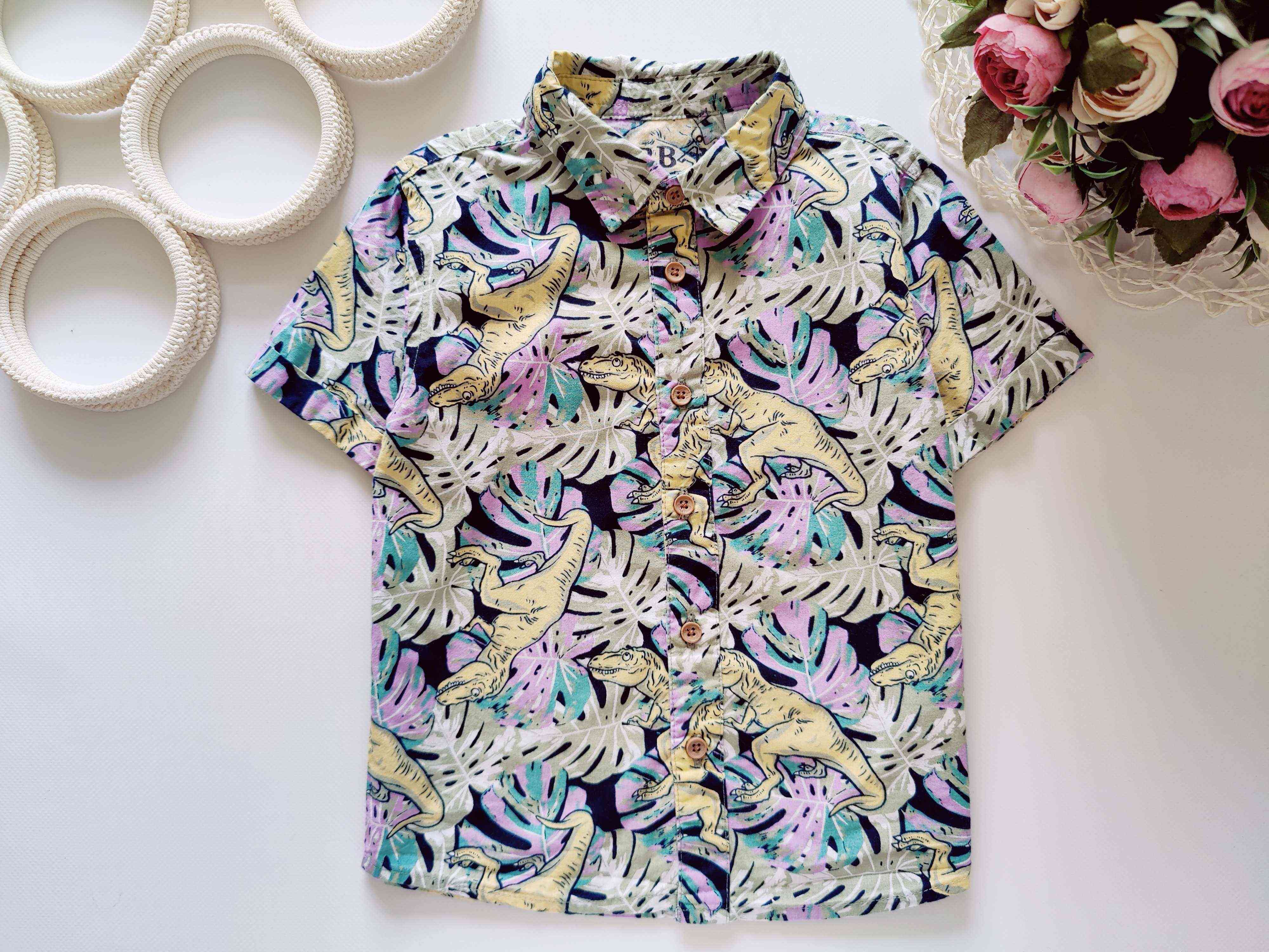 2,3 роки, зріст 92,98 Красива літня сорочка в динозаврах