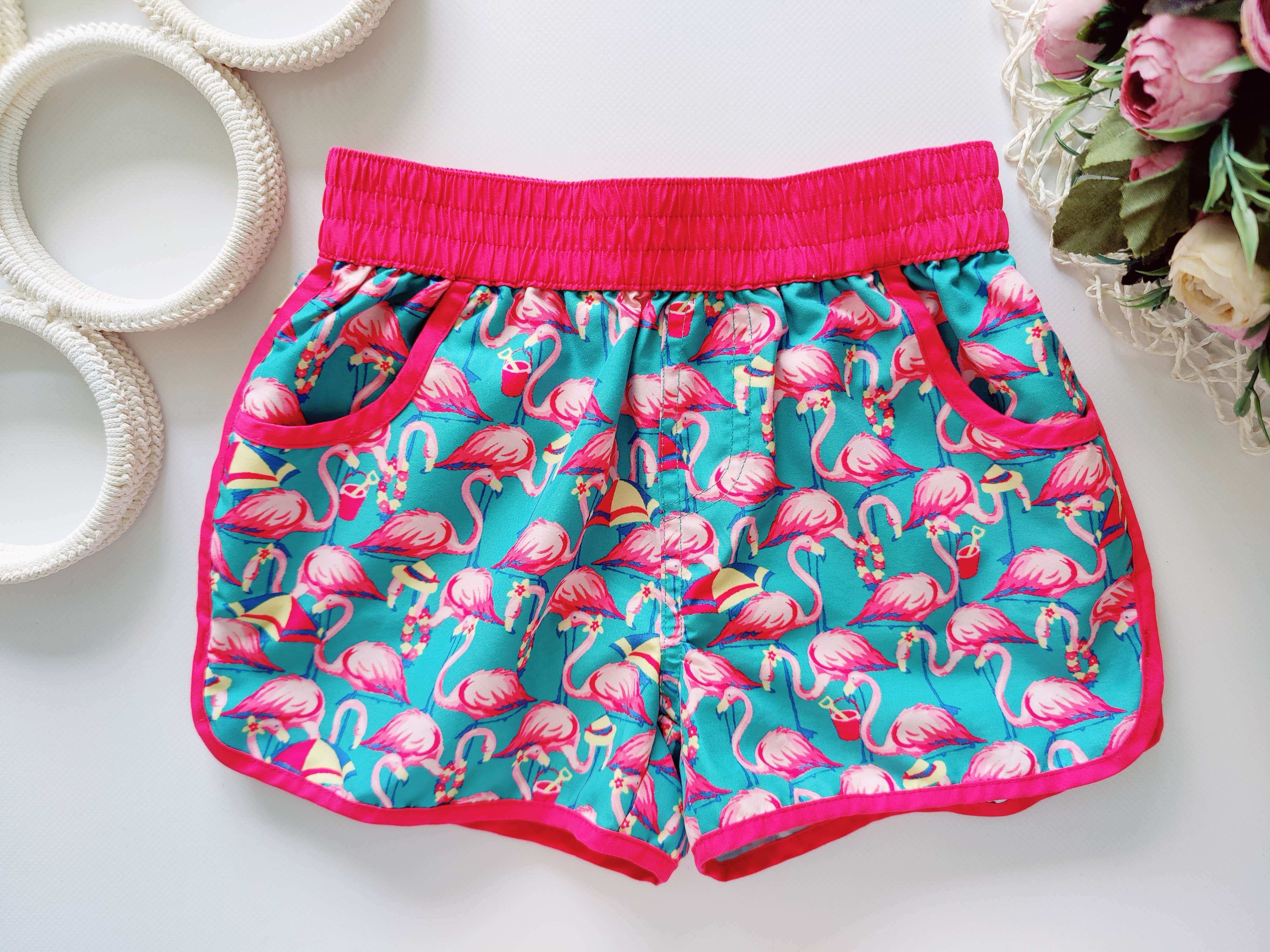 6,7 лет, рост 116,122 Шорты с фламинго