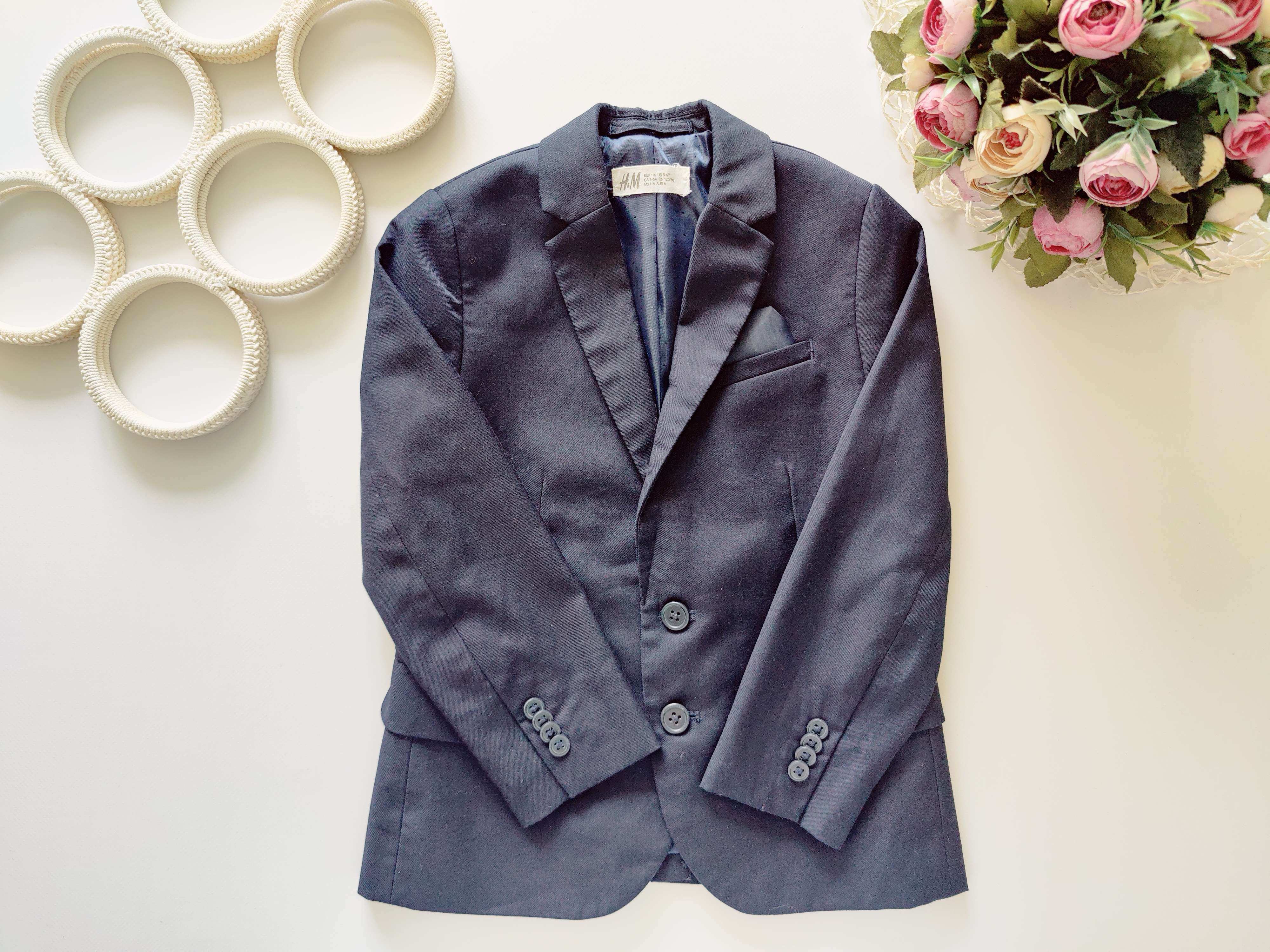 5,6 лет, рост 116 Темно синий школьный пиджак