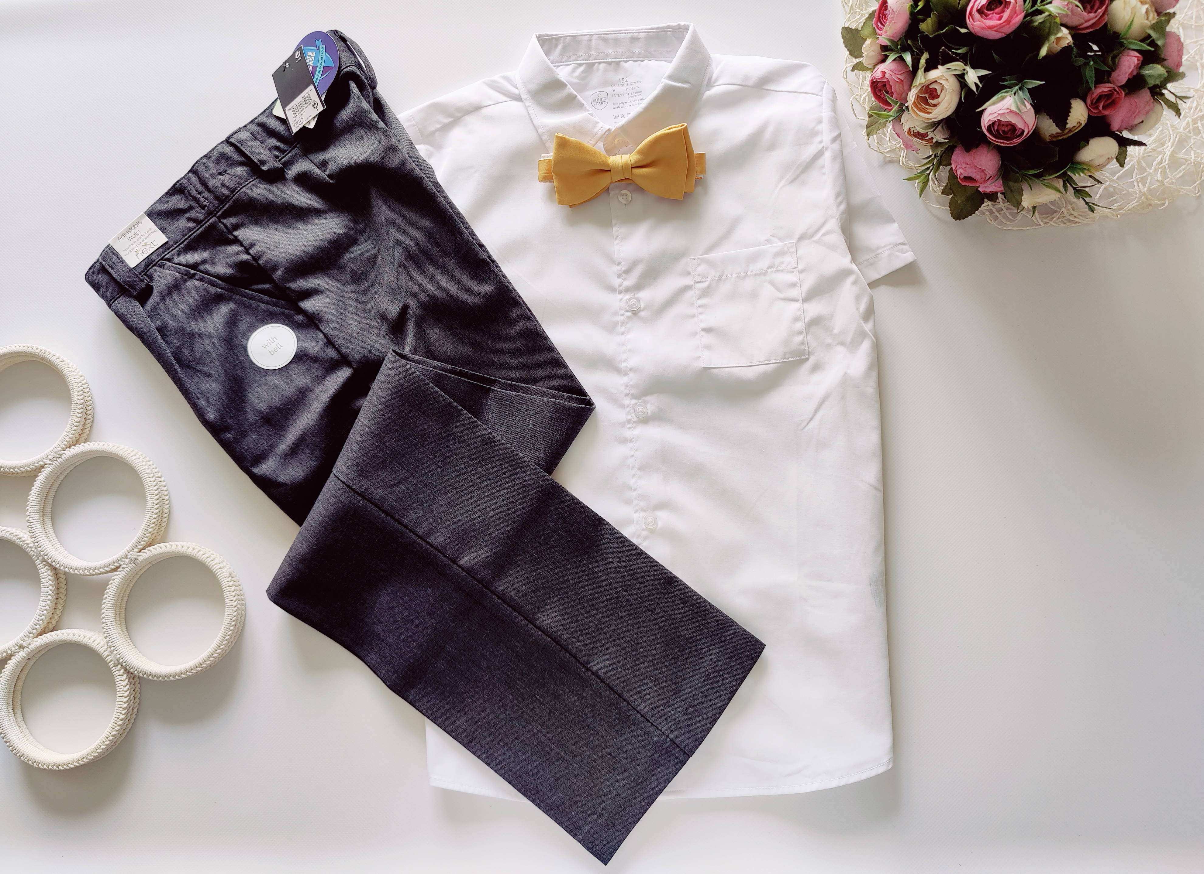 11,12 лет, рост 152 Новые брюки с белой рубашкой