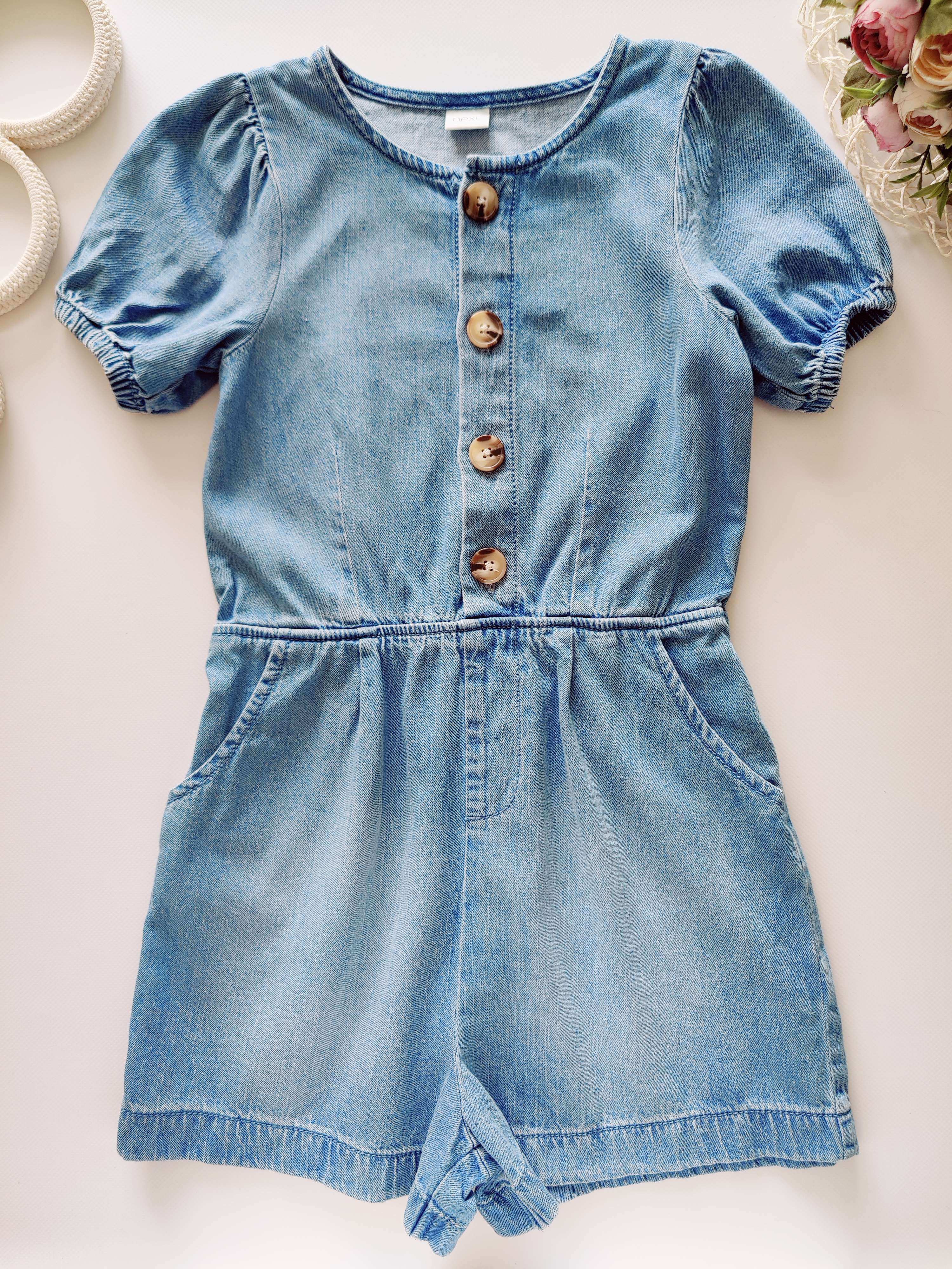 8 лет, рост 128 Джинсовый ромпер