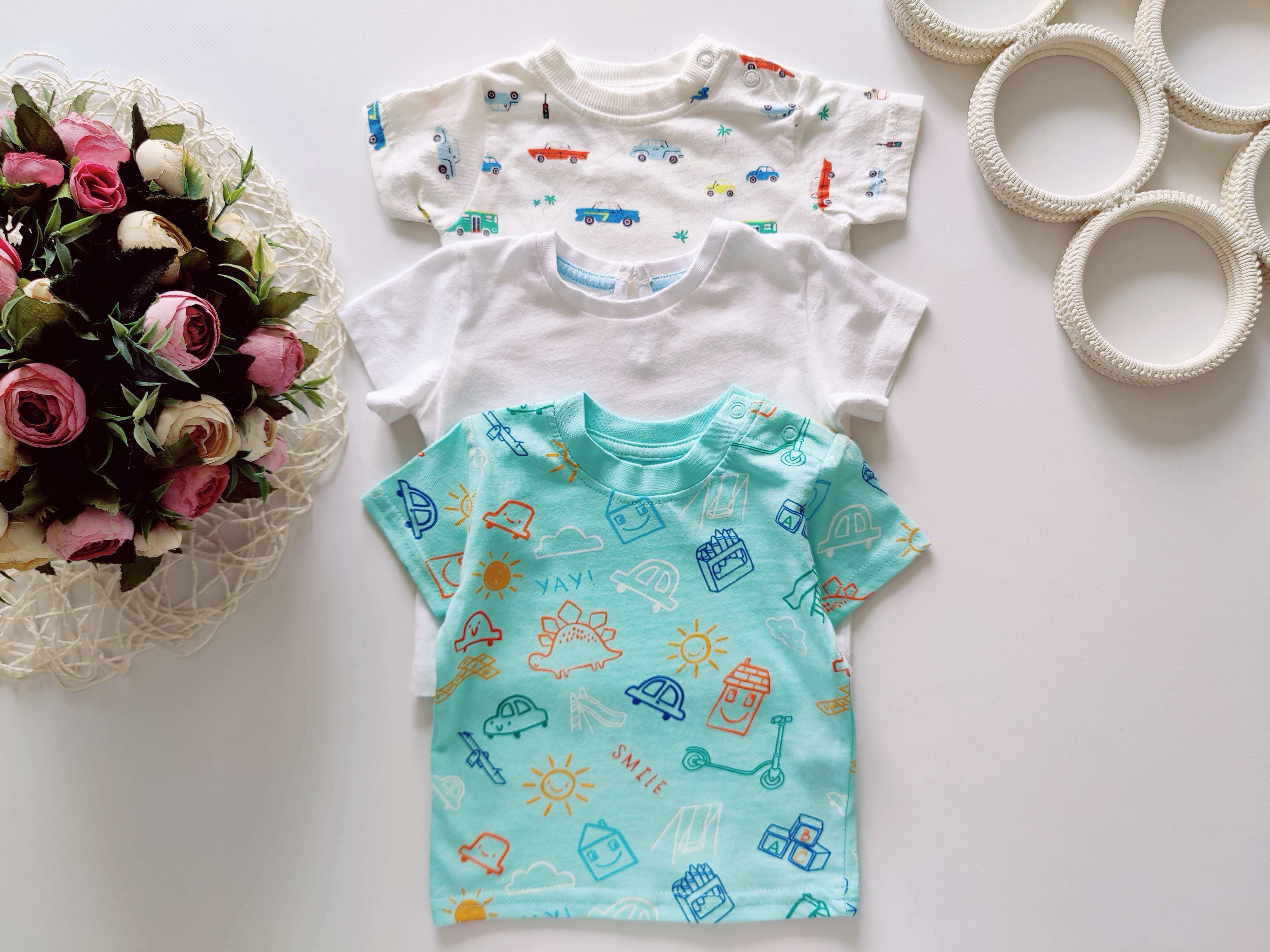 0-3 мес Набор новых футболок для новорожденного