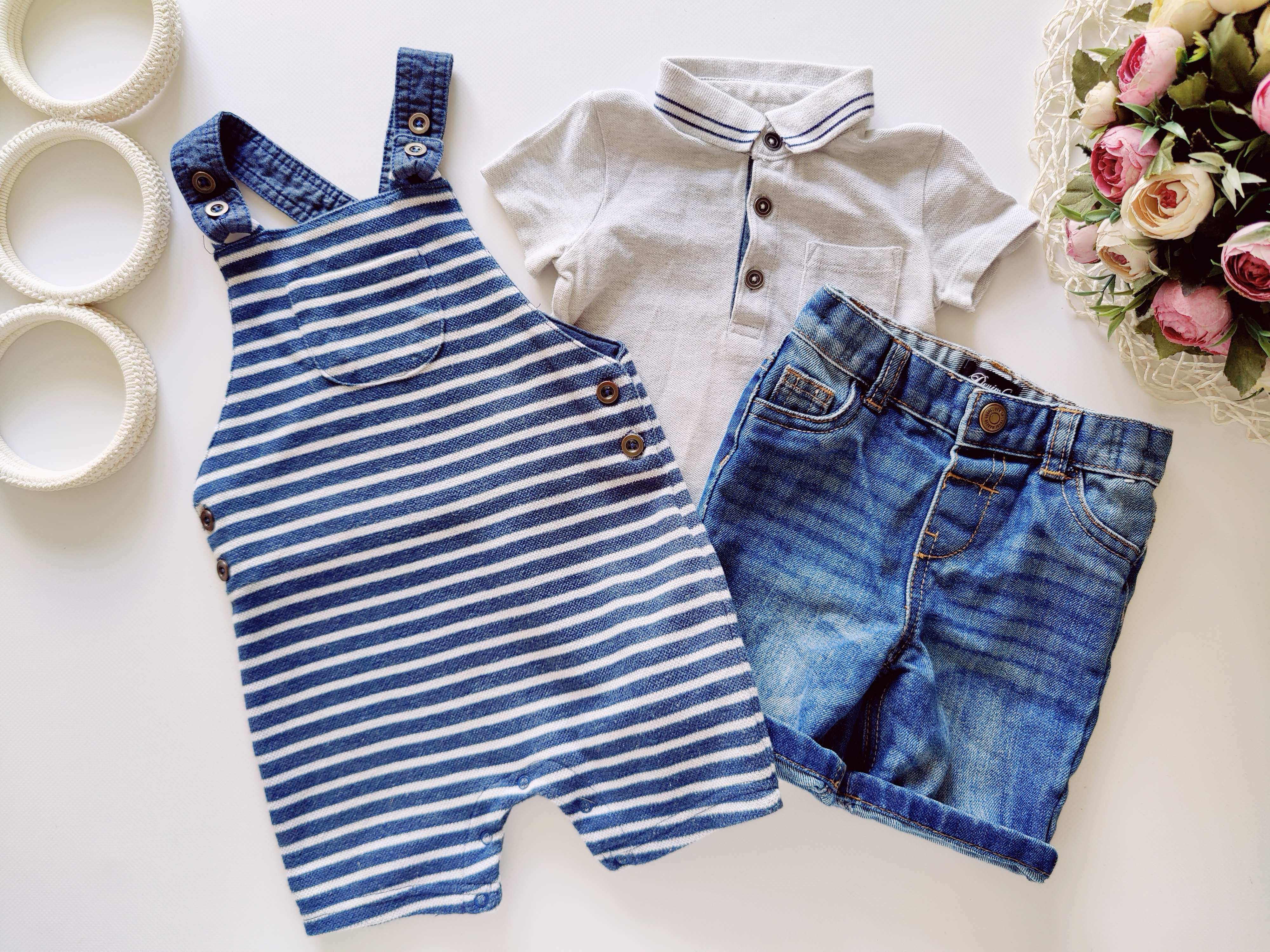 9,12 міс, зріст 74,80 Ромпер, пісочник та шорти джинсові