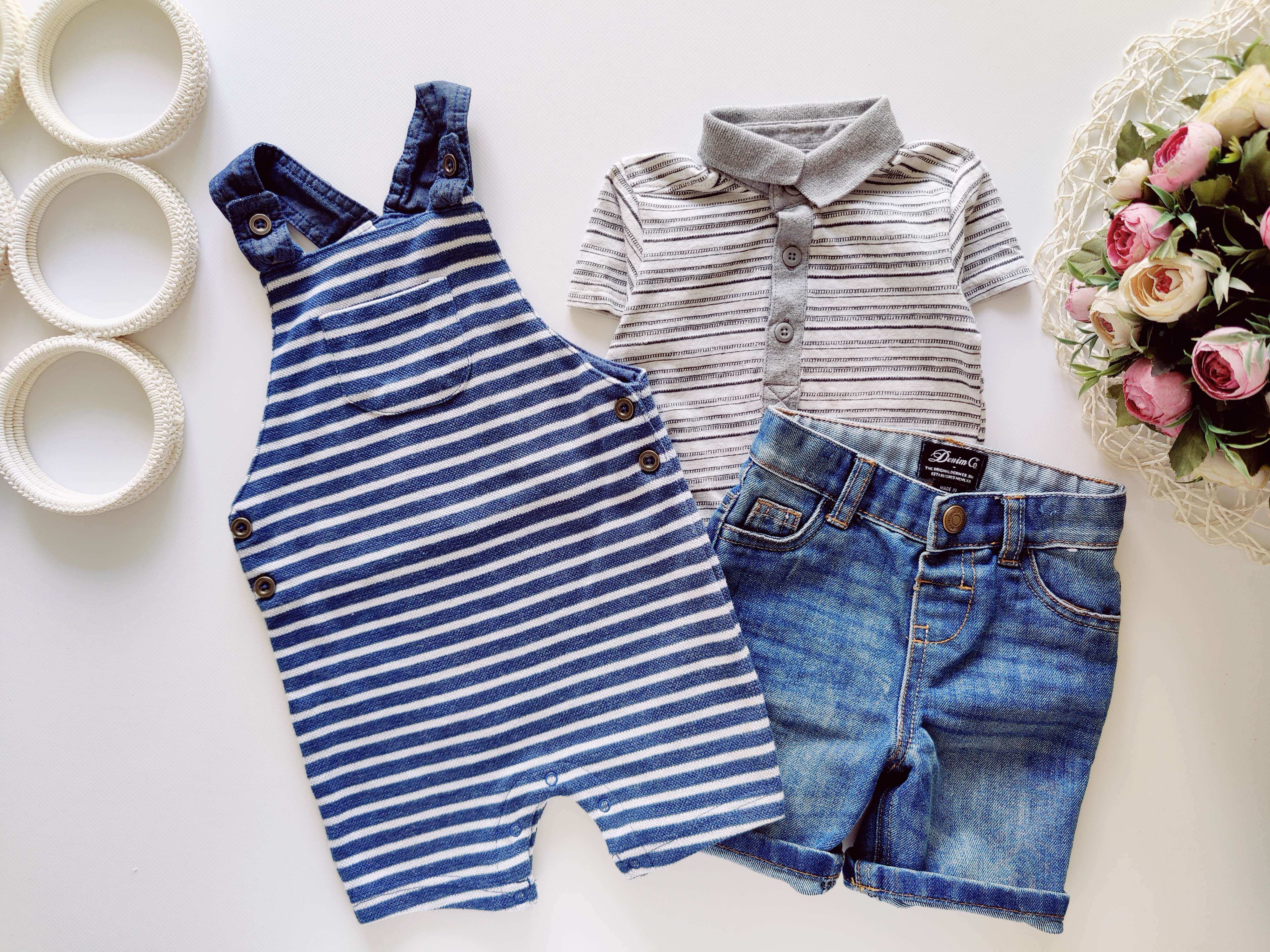 9,12 міс, зріст 74,80 Ромпер, пісочник та шорти джинсові