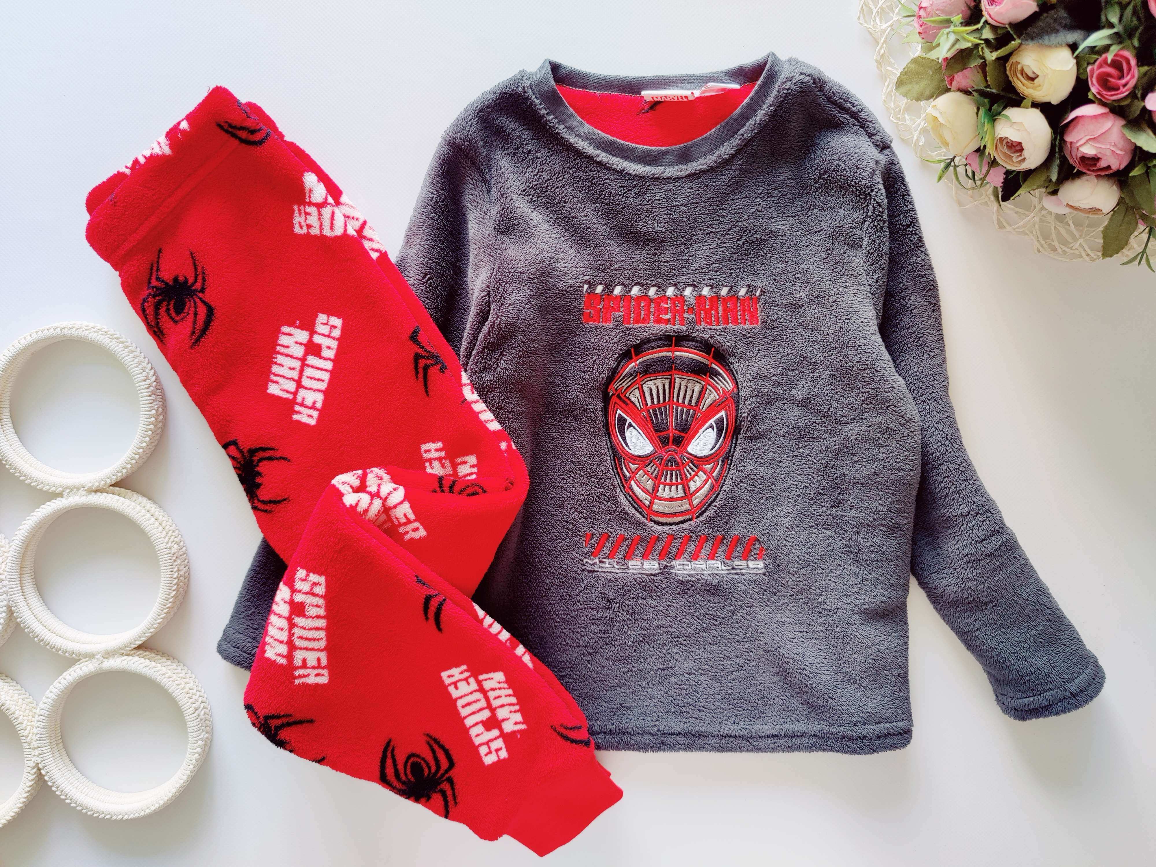 5,6 лет, рост 116 Теплая пижама Человек паук