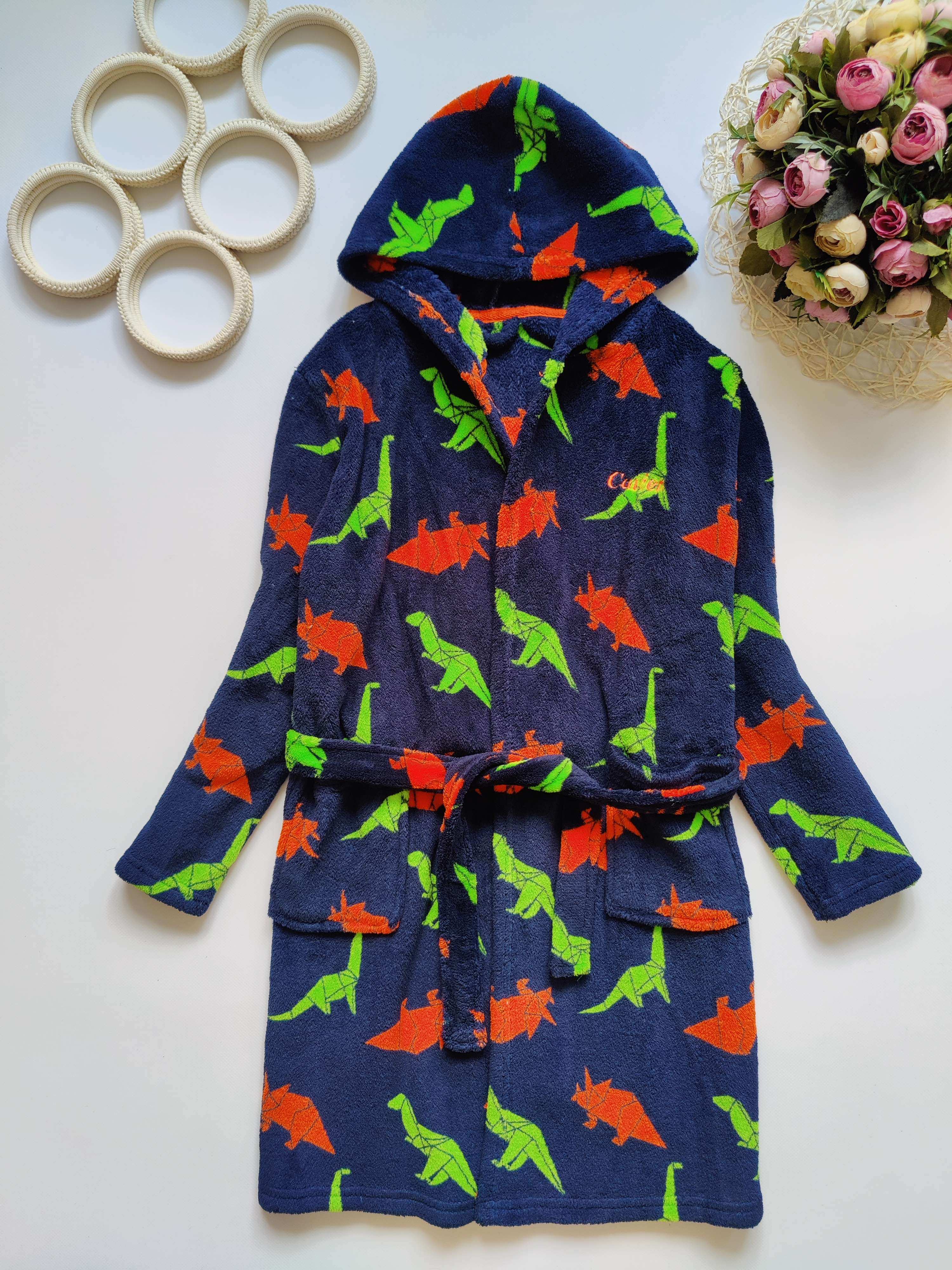 10,11 років, зріст 140,146 Теплий халат у динозаврах