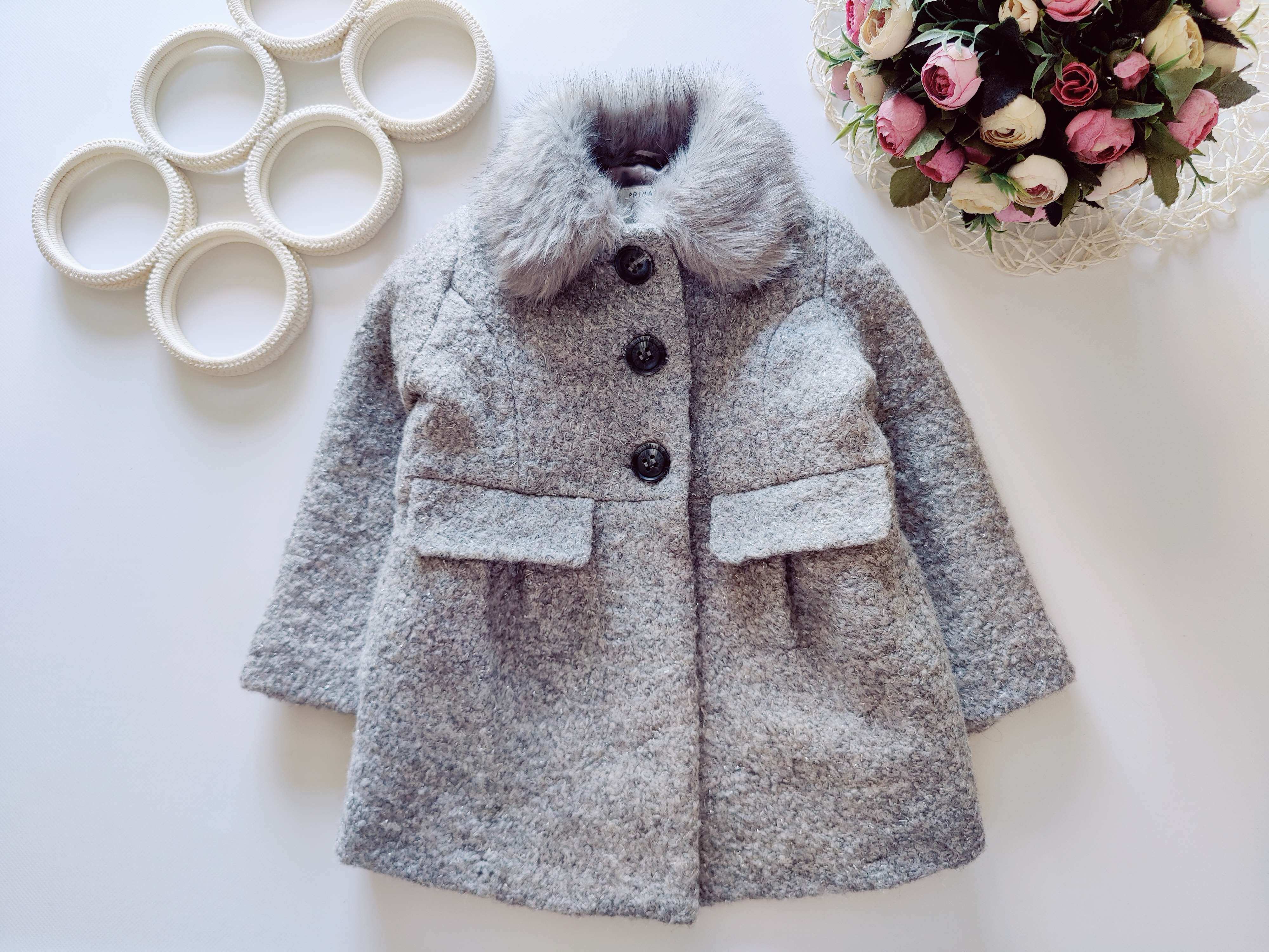 2,3 года, рост 98 Теплое деми пальто