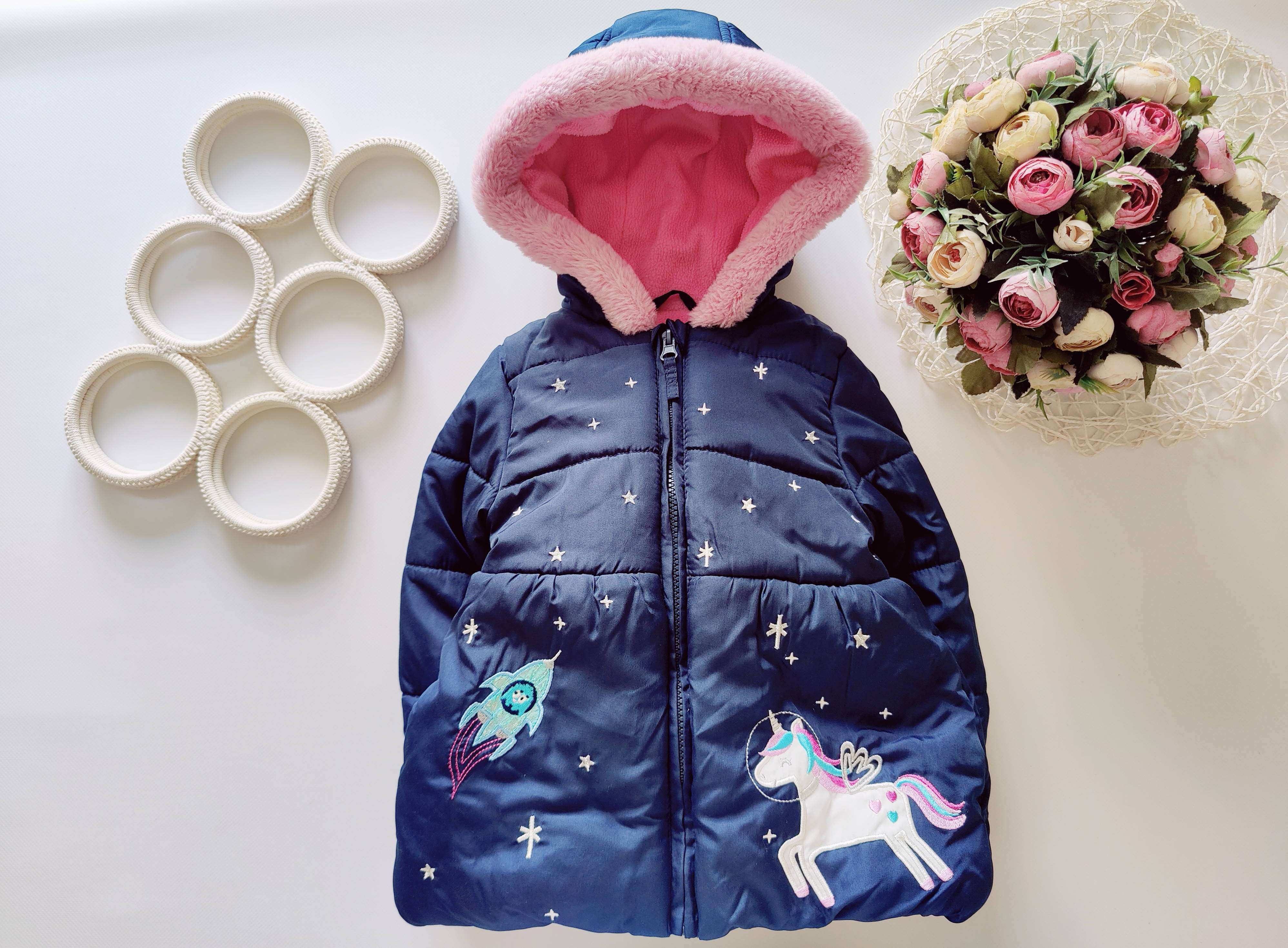 18,24 мес, рост 92 Теплая детская куртка с пони