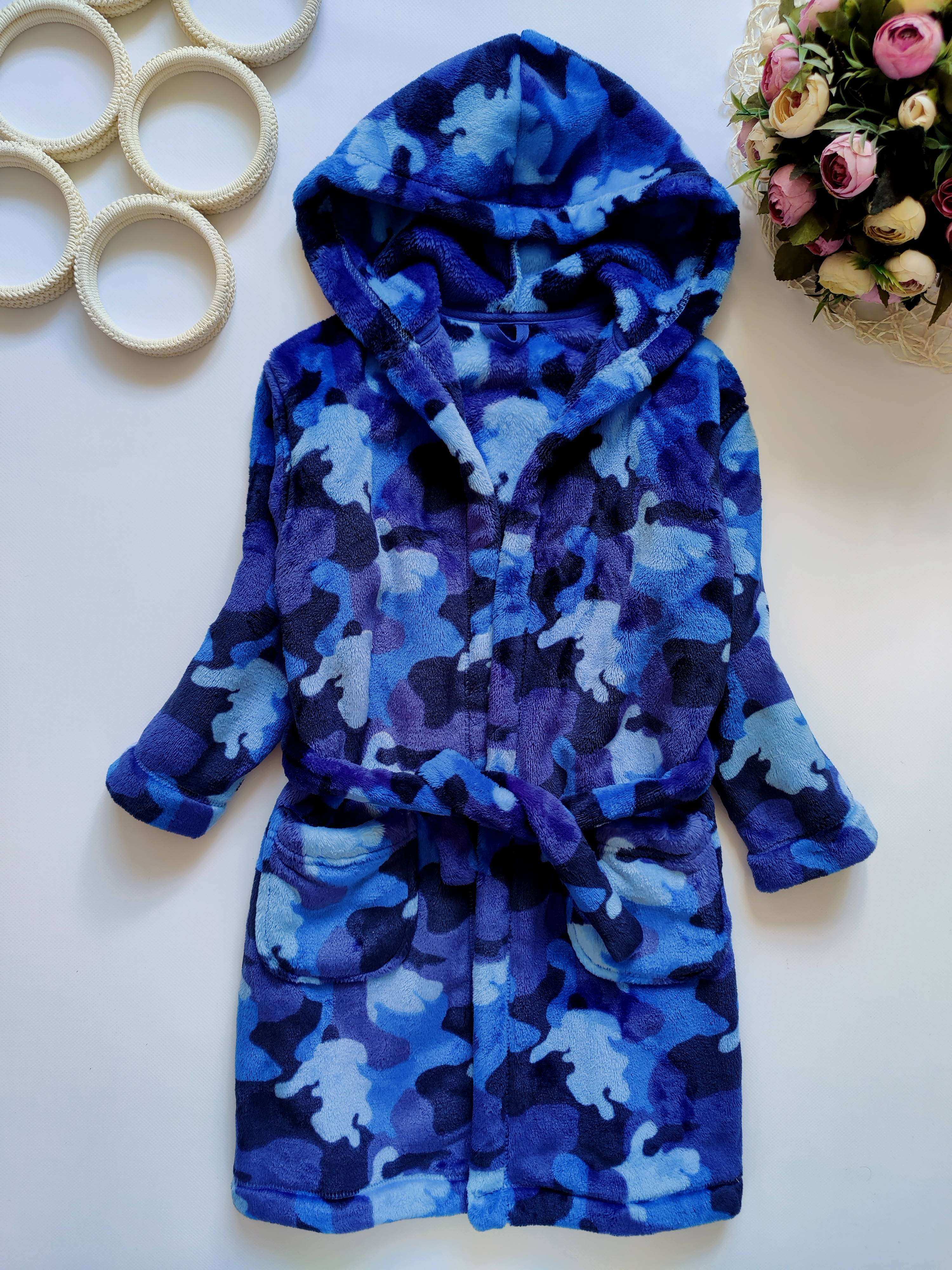 5,6 років, зріст 116 Махровий халат комуфляжного забарвлення