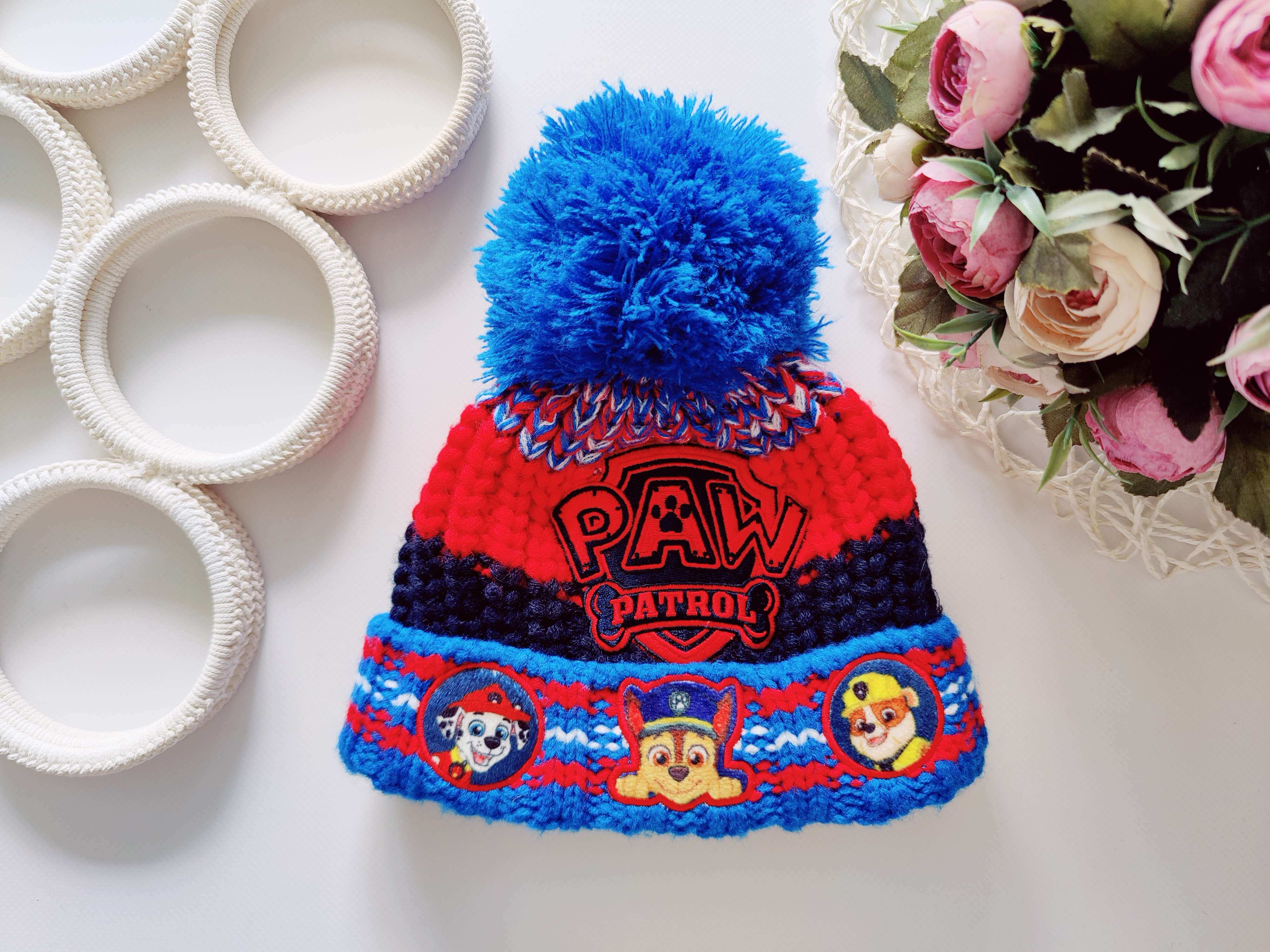 1,2 роки, В'язана шапка на флісі Щенячий патруль