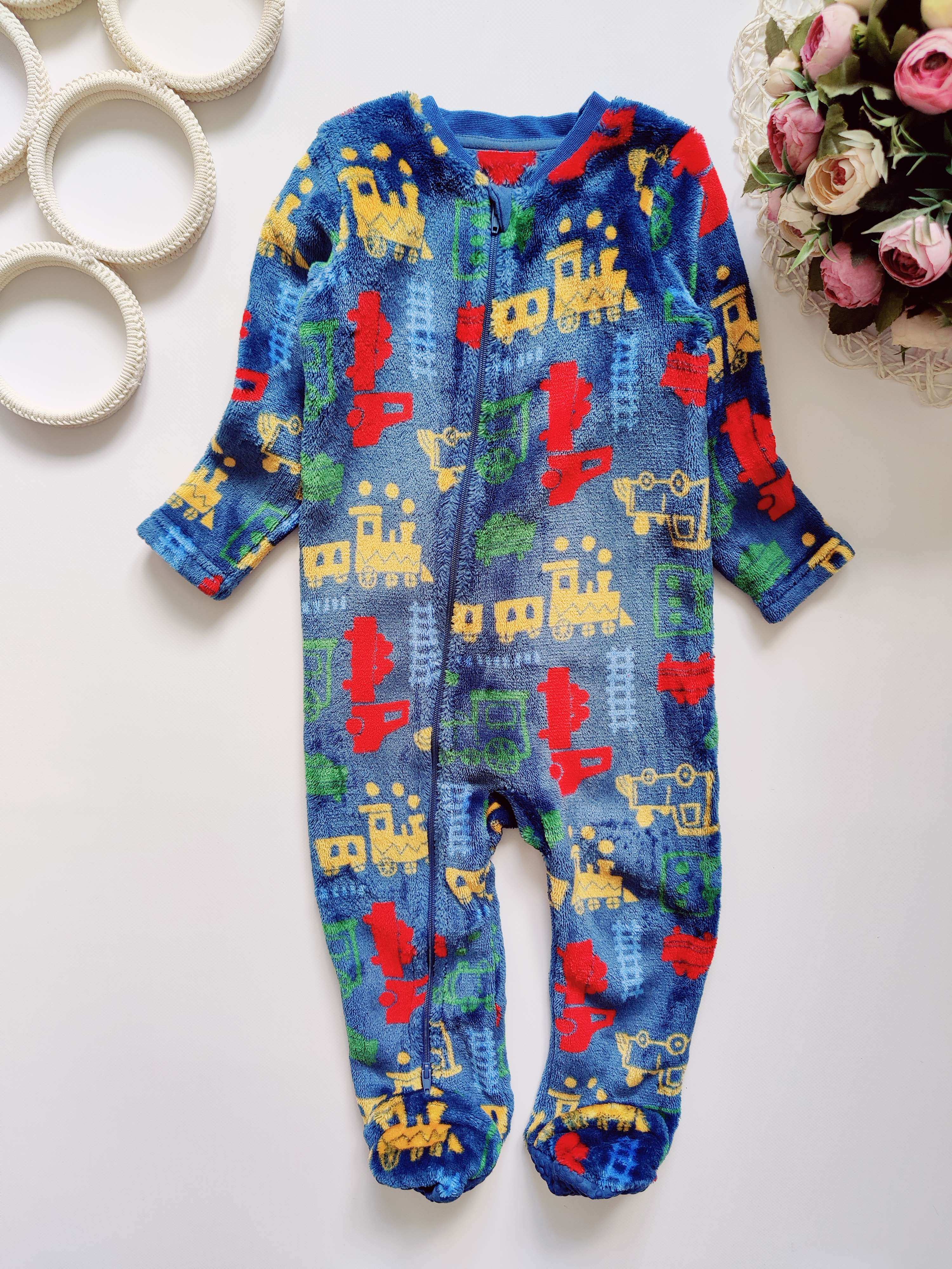 12,18 міс, зріст 86 Теплий кігурумі з машинками