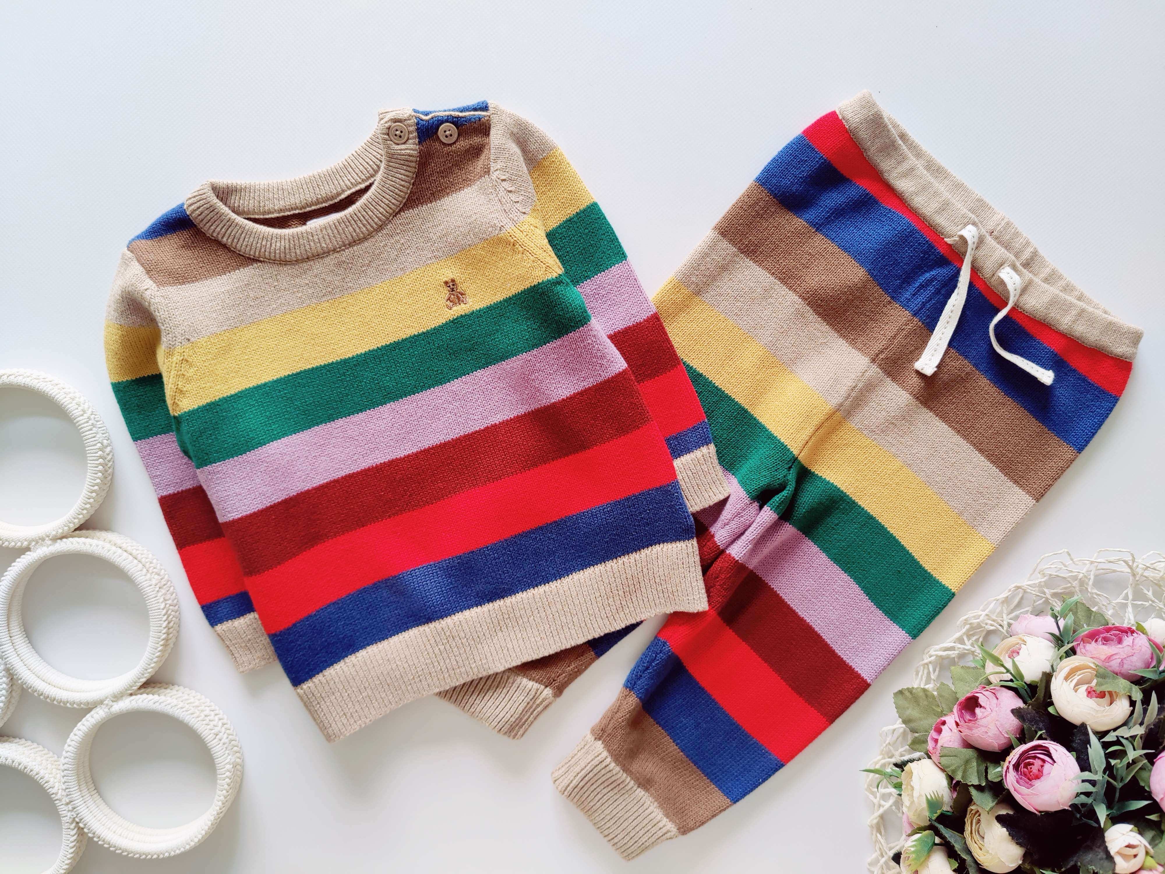 12,18 мес, рост 80 Теплый вязаный костюм