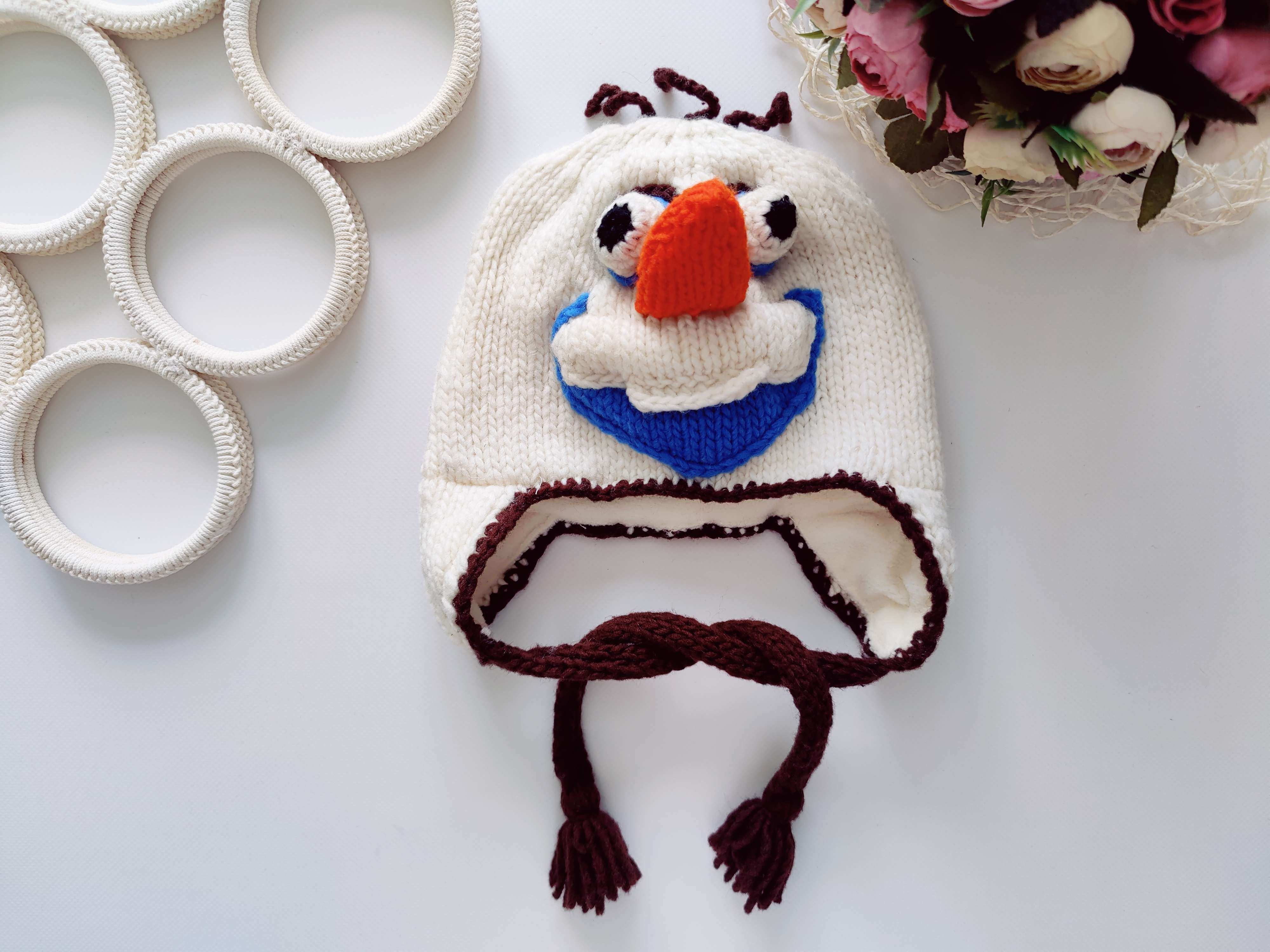 3-6 років, Зимова шапка на флісі сніговик Frozen Olaf