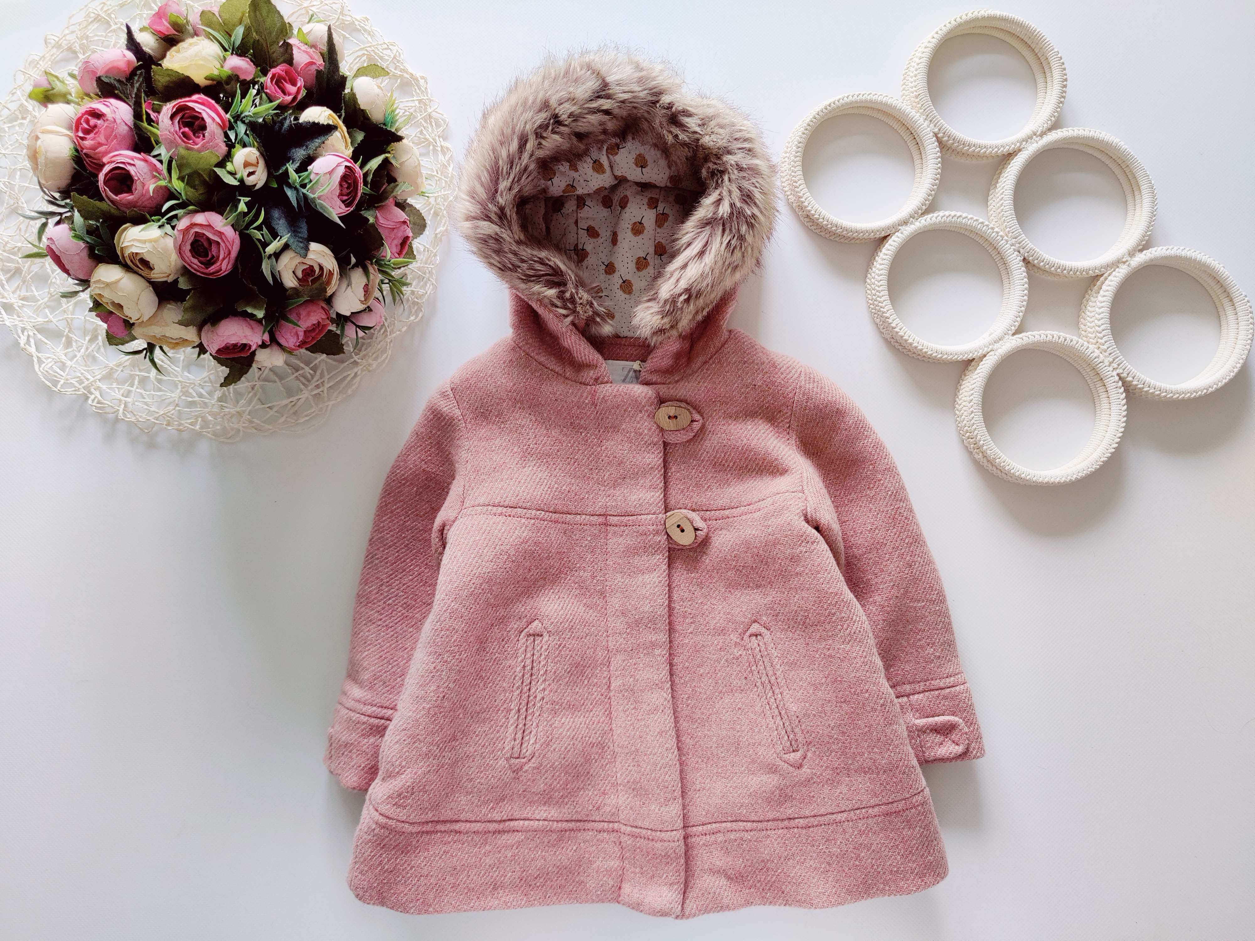 12,18 мес, рост 86 Шерстяное пальто на синтепоне