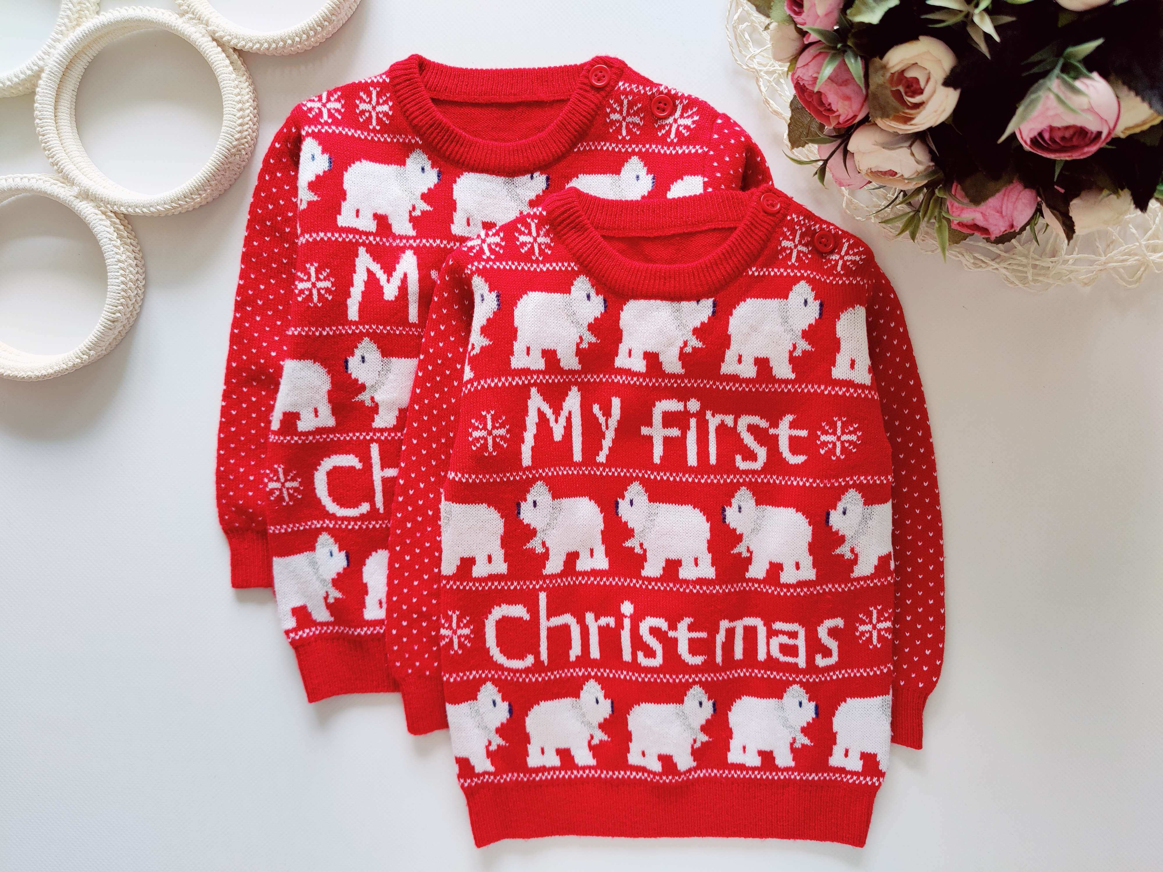 6,9 міс Светр новорічний з ведмедиком