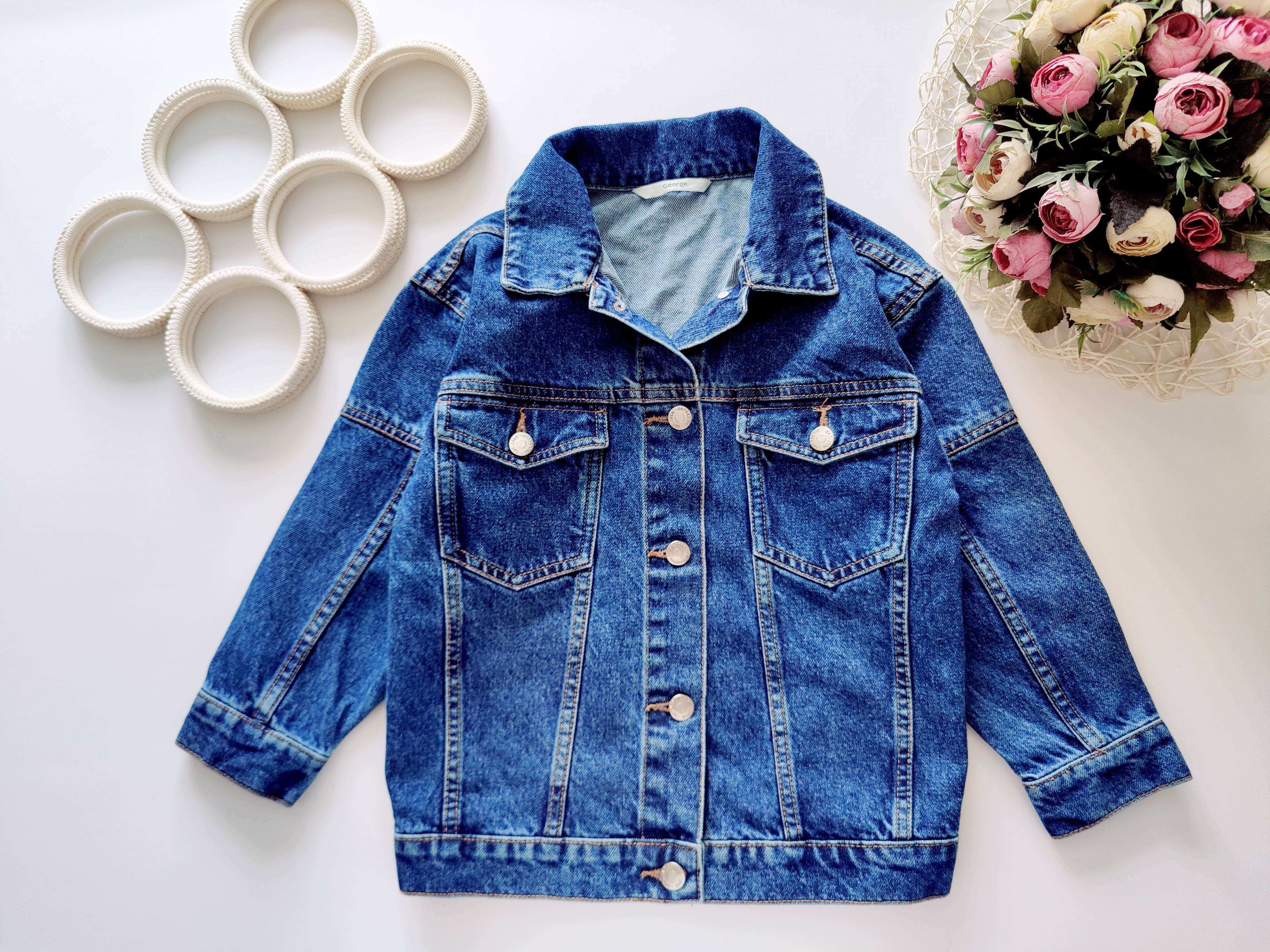 6,7 лет, рост 116,122 Крутая джинсовка оверсайз