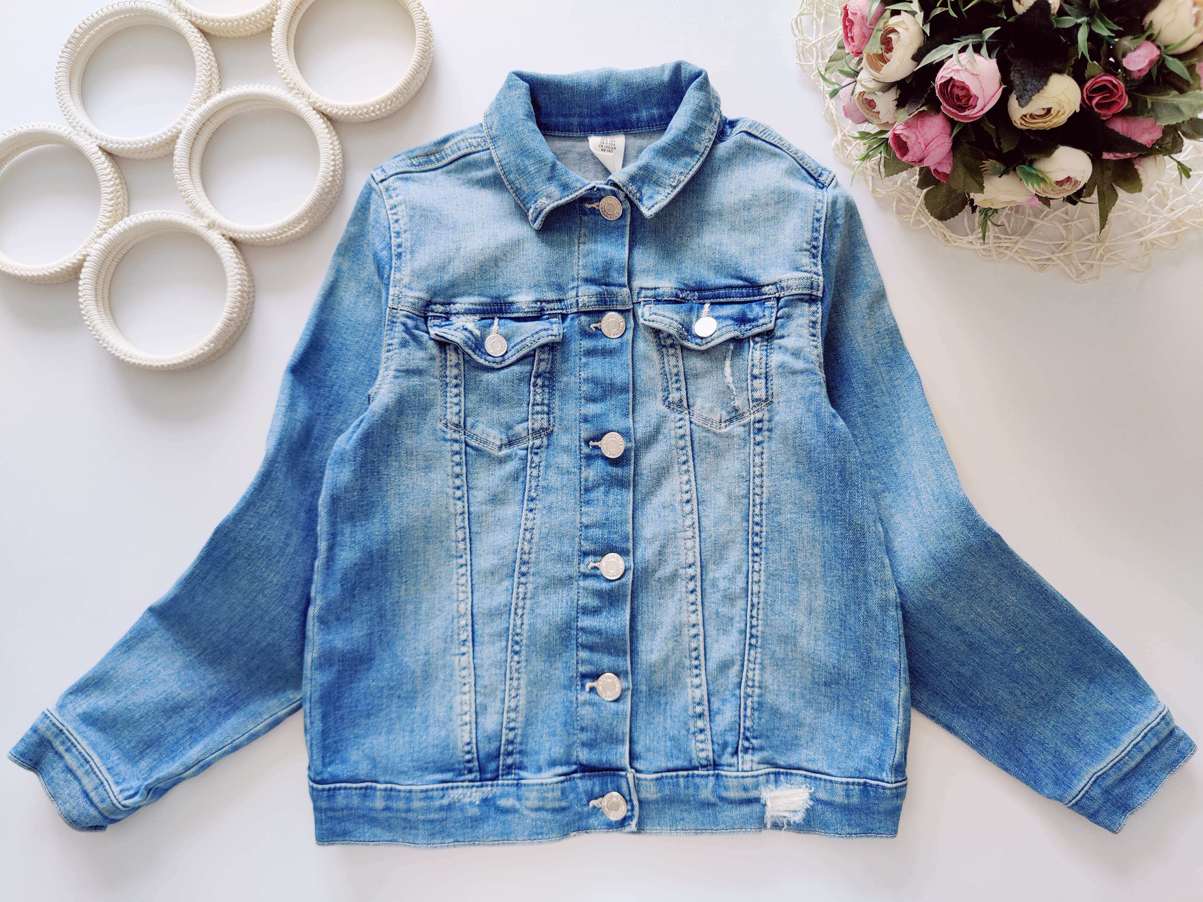 9,10 лет, рост 140 Стрейчевая джинсовка