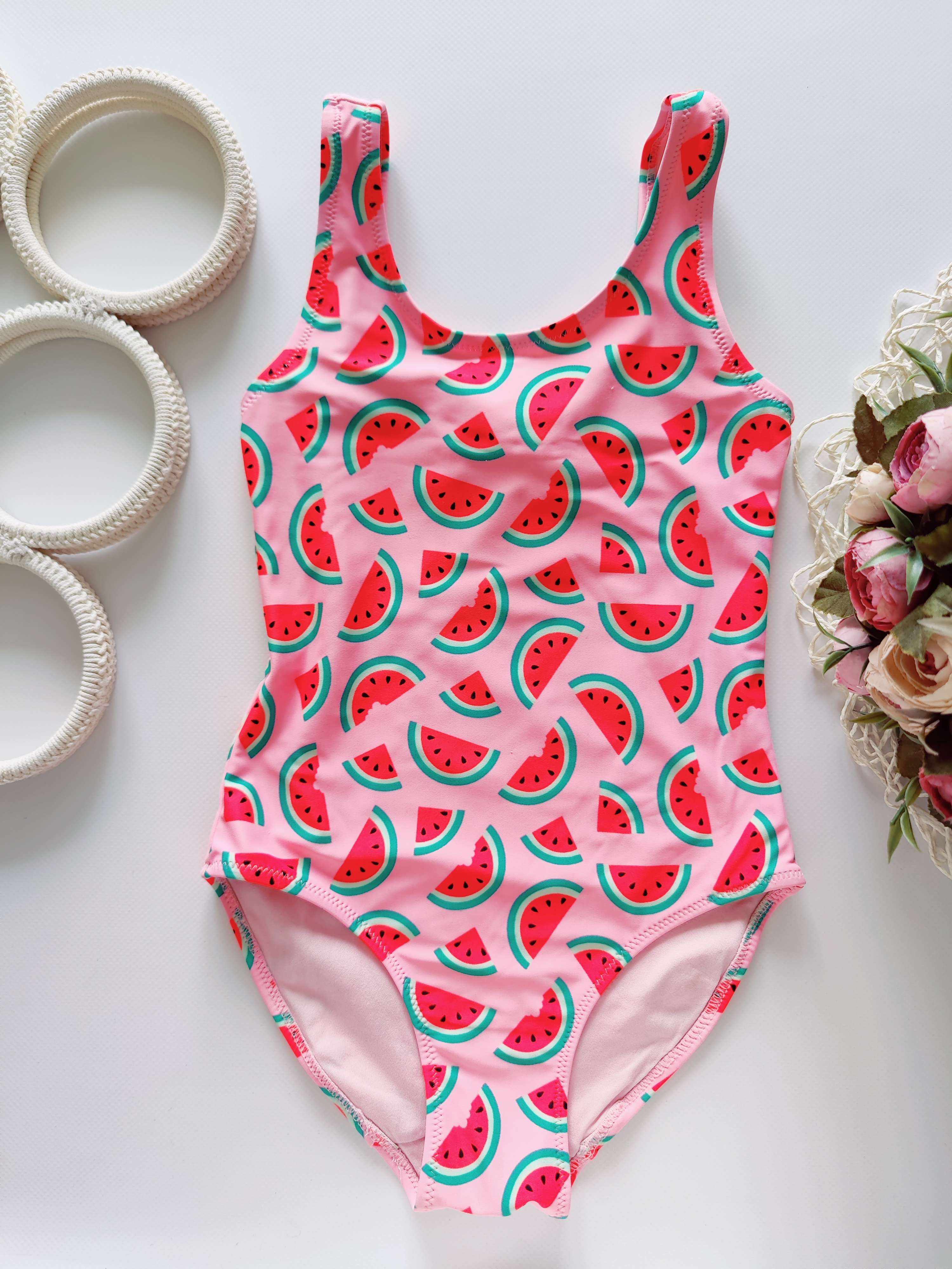 4,6 лет, рост 110,116 Яркий купальник в арбузах