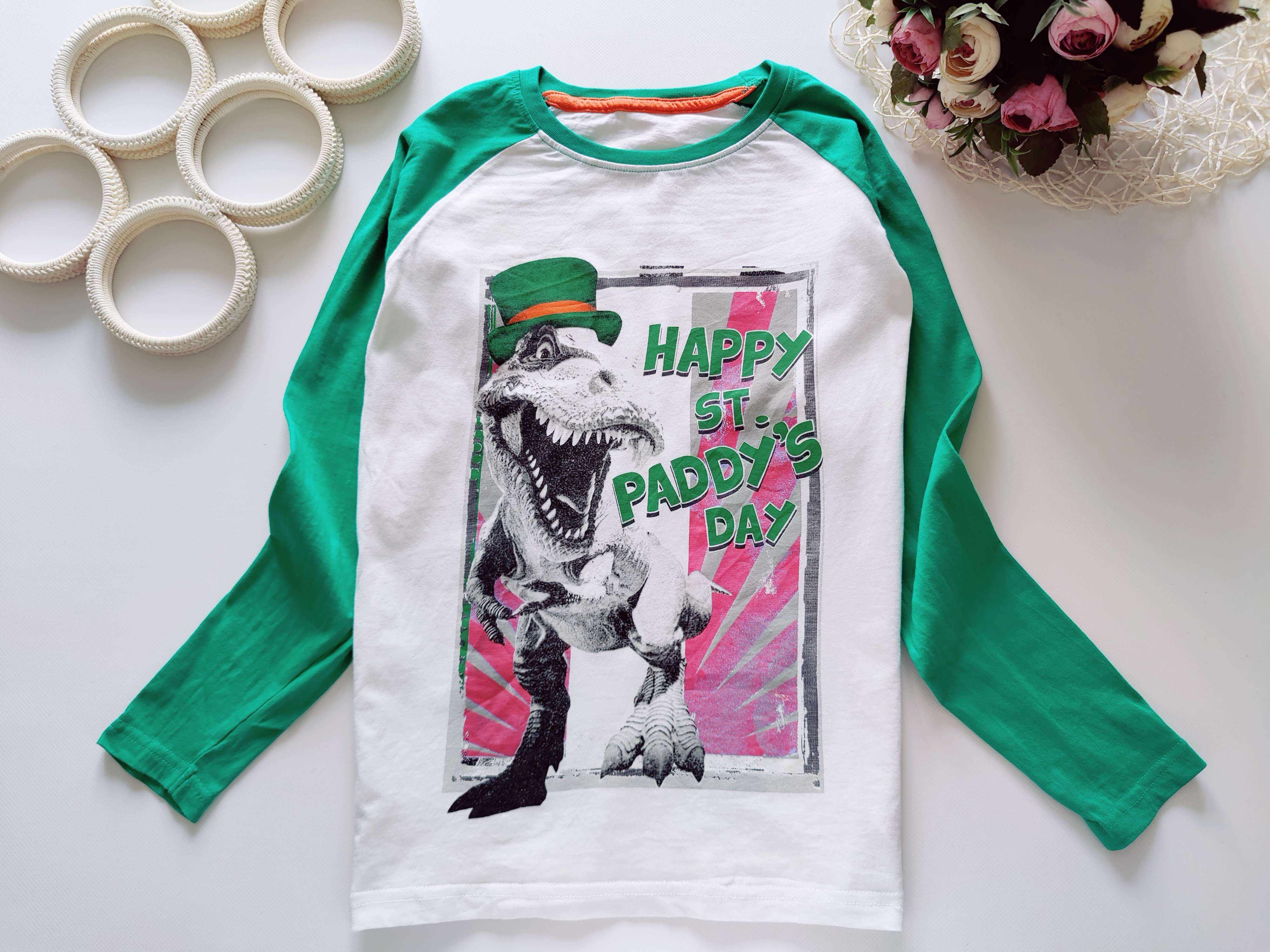 10 лет, рост 140 Реглан с динозавром