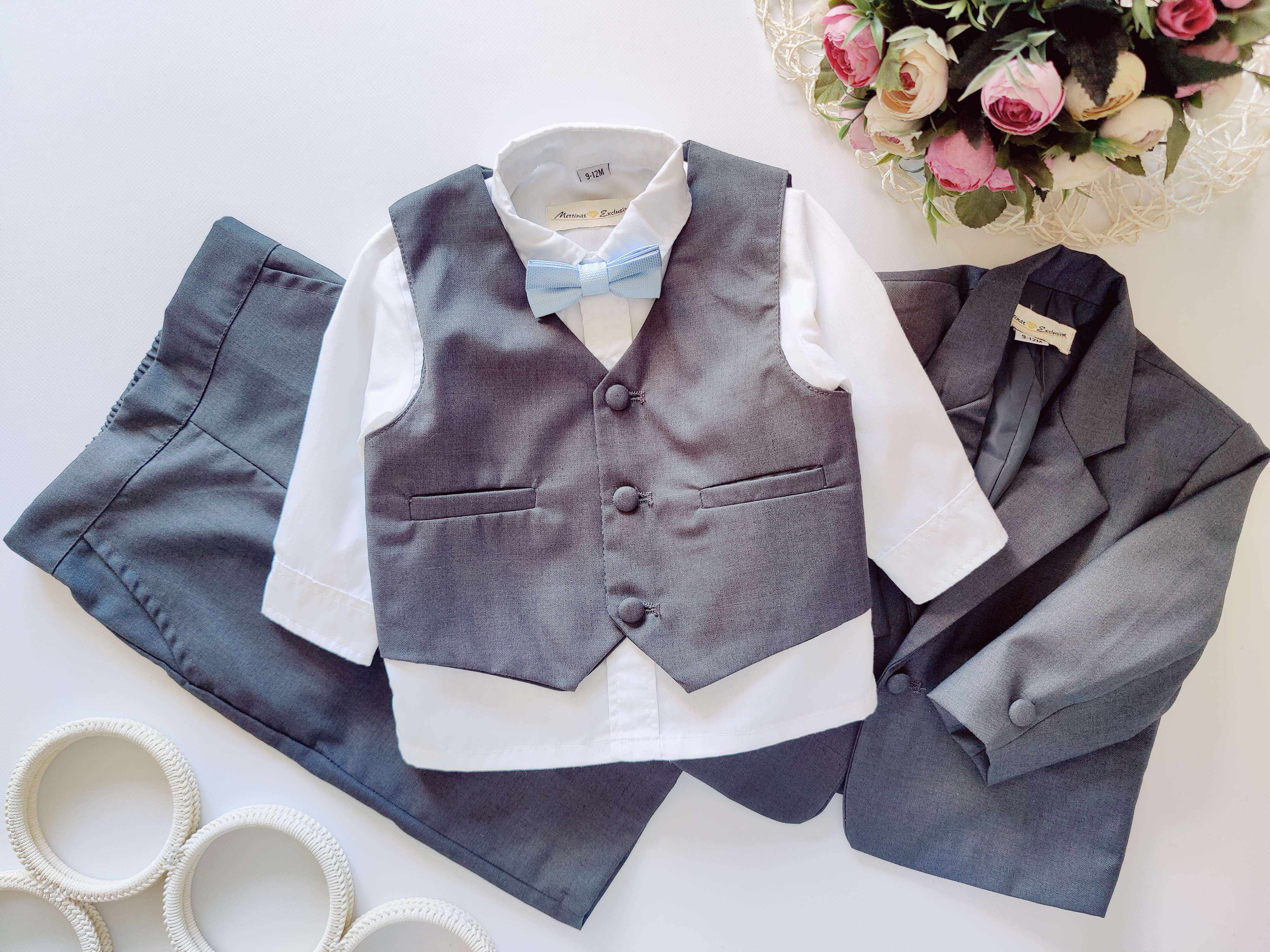 9,12 мес, рост 74,80 Детский нарядный брючный костюм