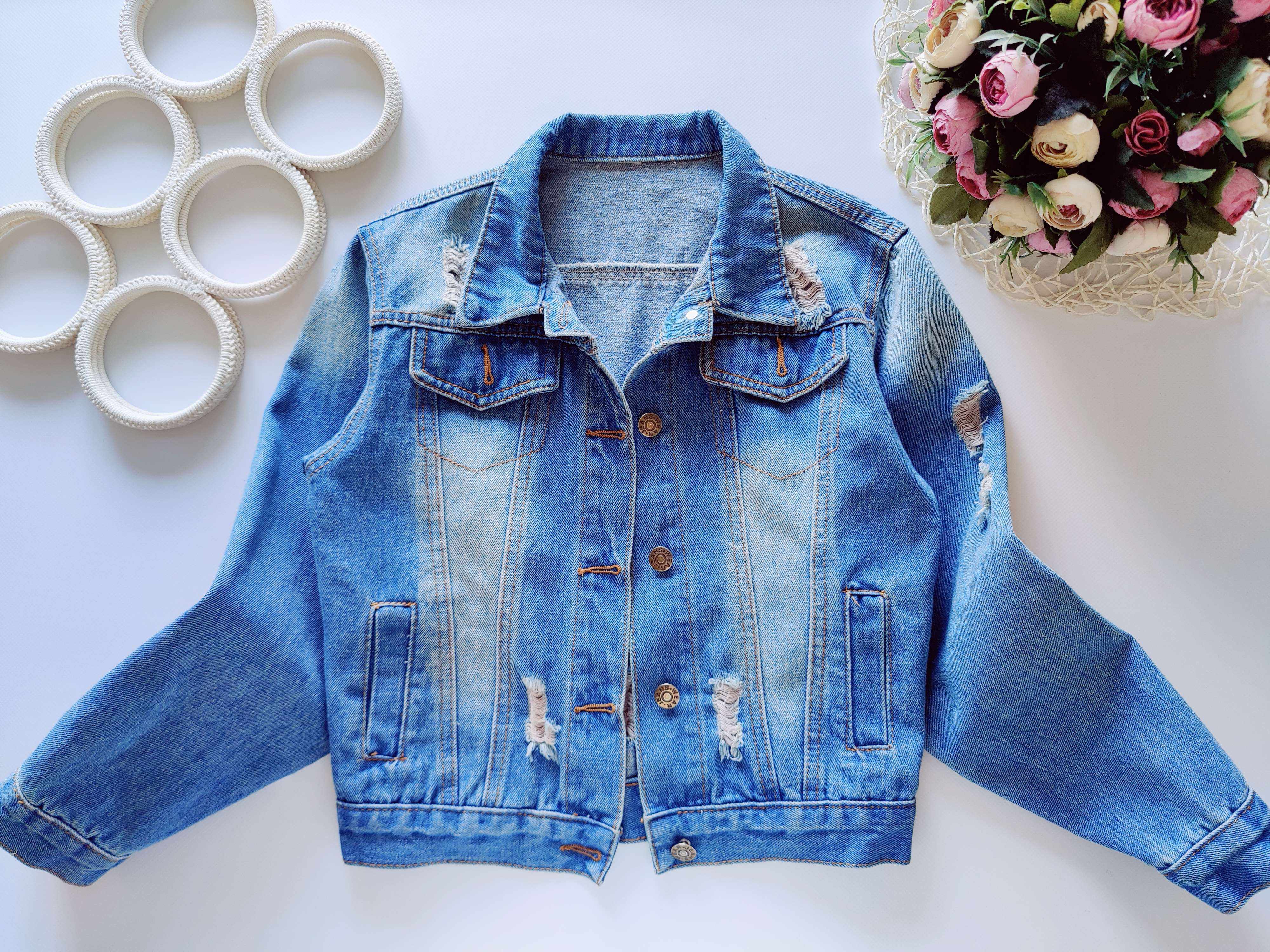 11 лет, рост 146 Модная рваная джинсовка