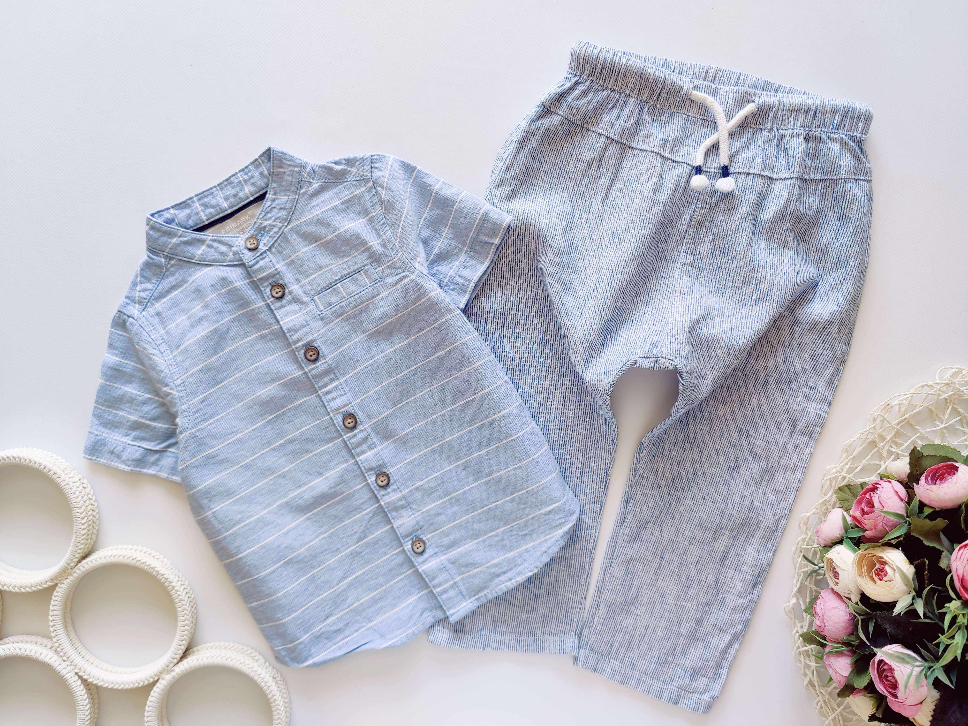 12,18 мес, рост 86 Легкая рубашка с брюками