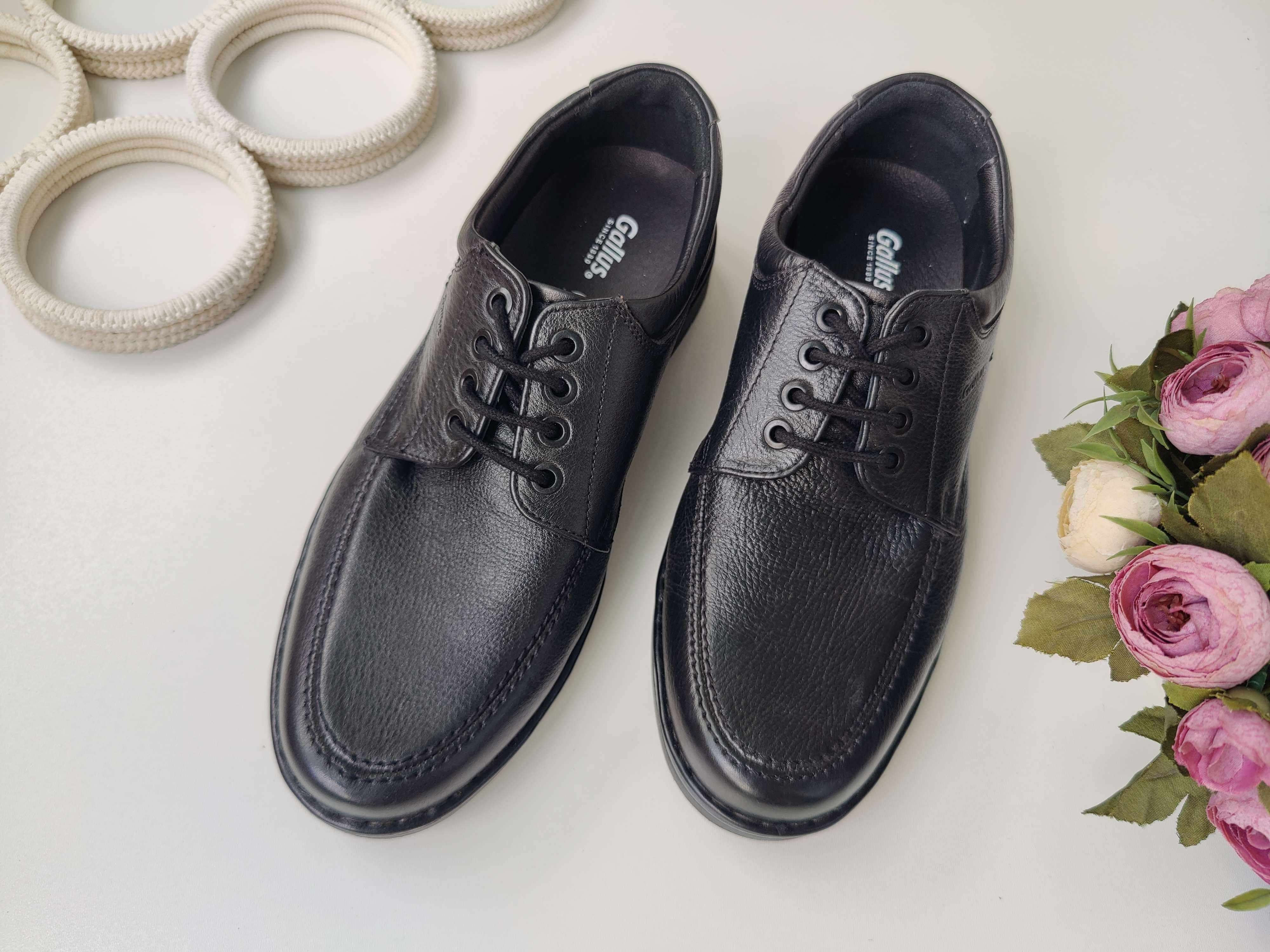 40 (27 см) Мягкие черные кожаные туфли мужские Gallus