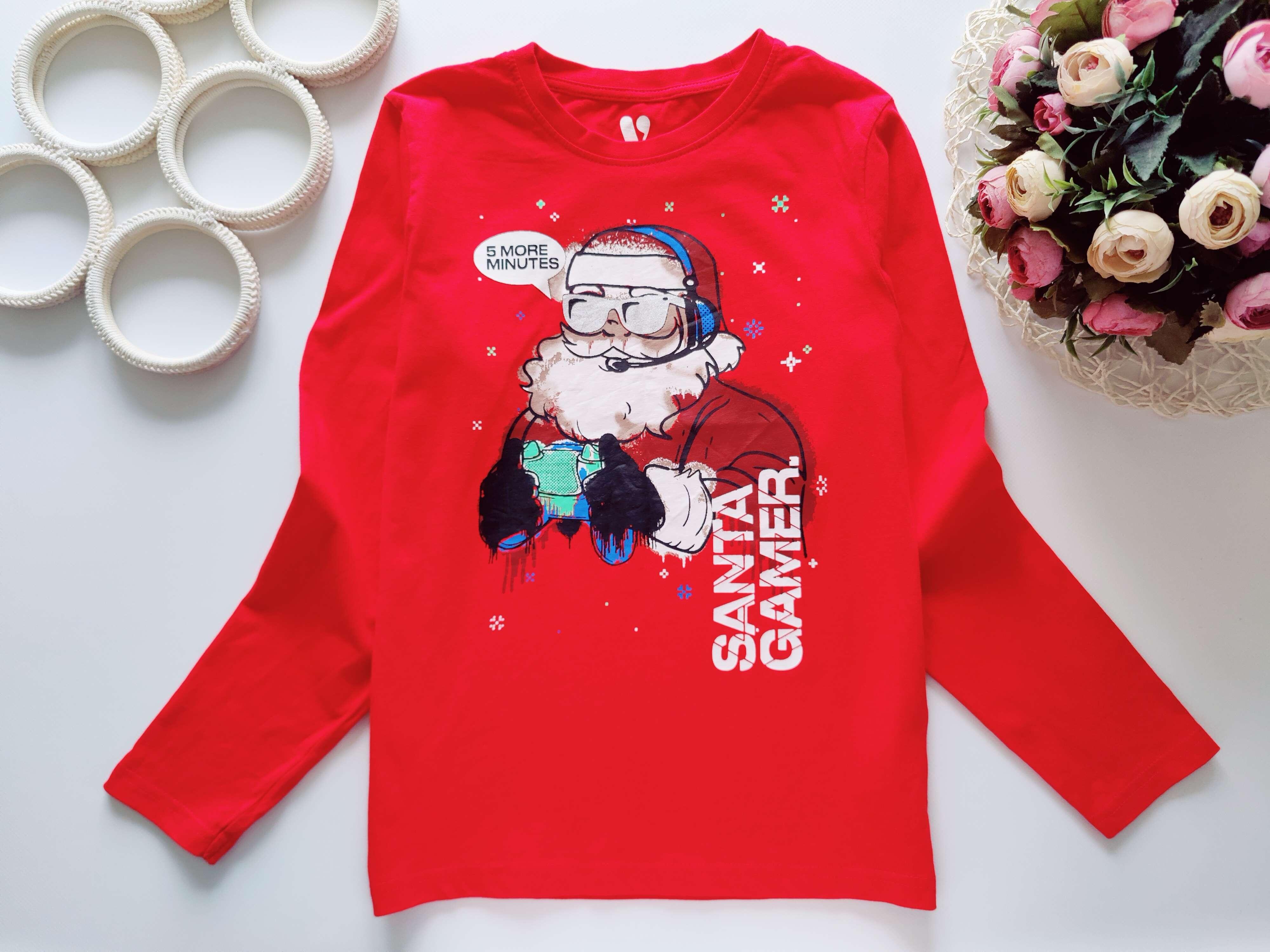 10 років, зріст 140 Червоний реглан з дід морозом