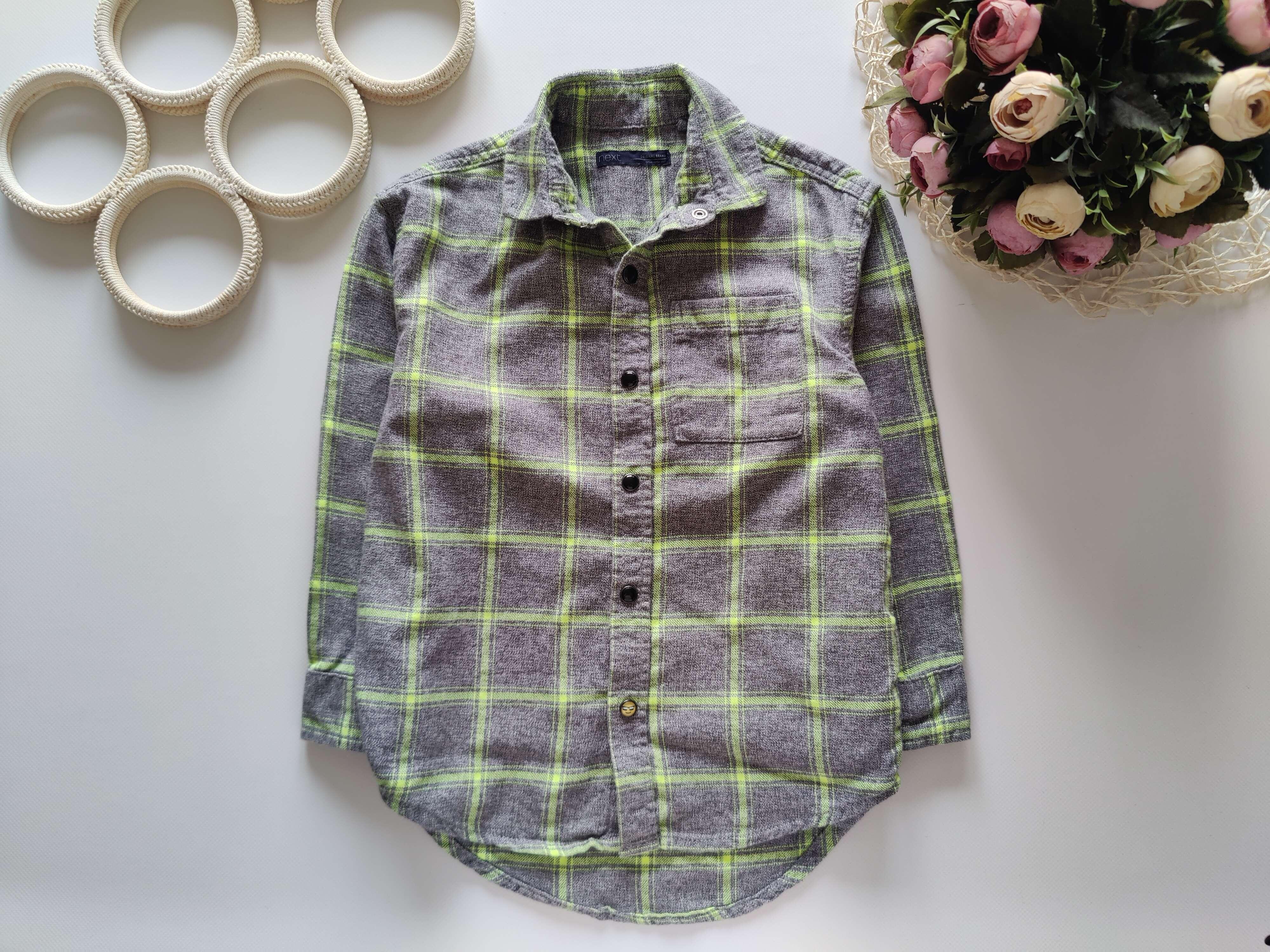 6 лет, рост 116 Теплая рубашка в клетку на кнопках