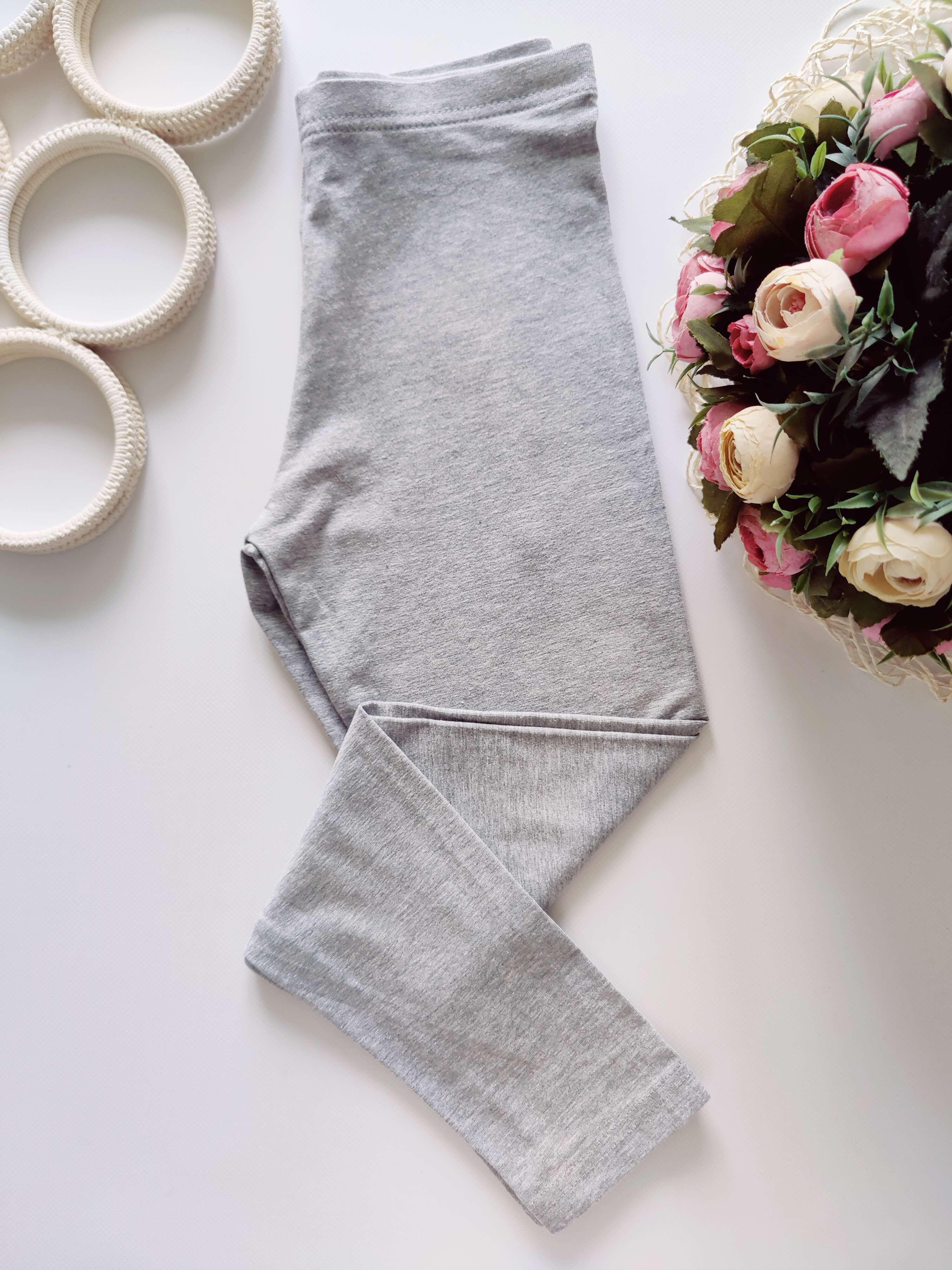 9,10 лет, рост 134,140 Трикотажные серые лосины стретч