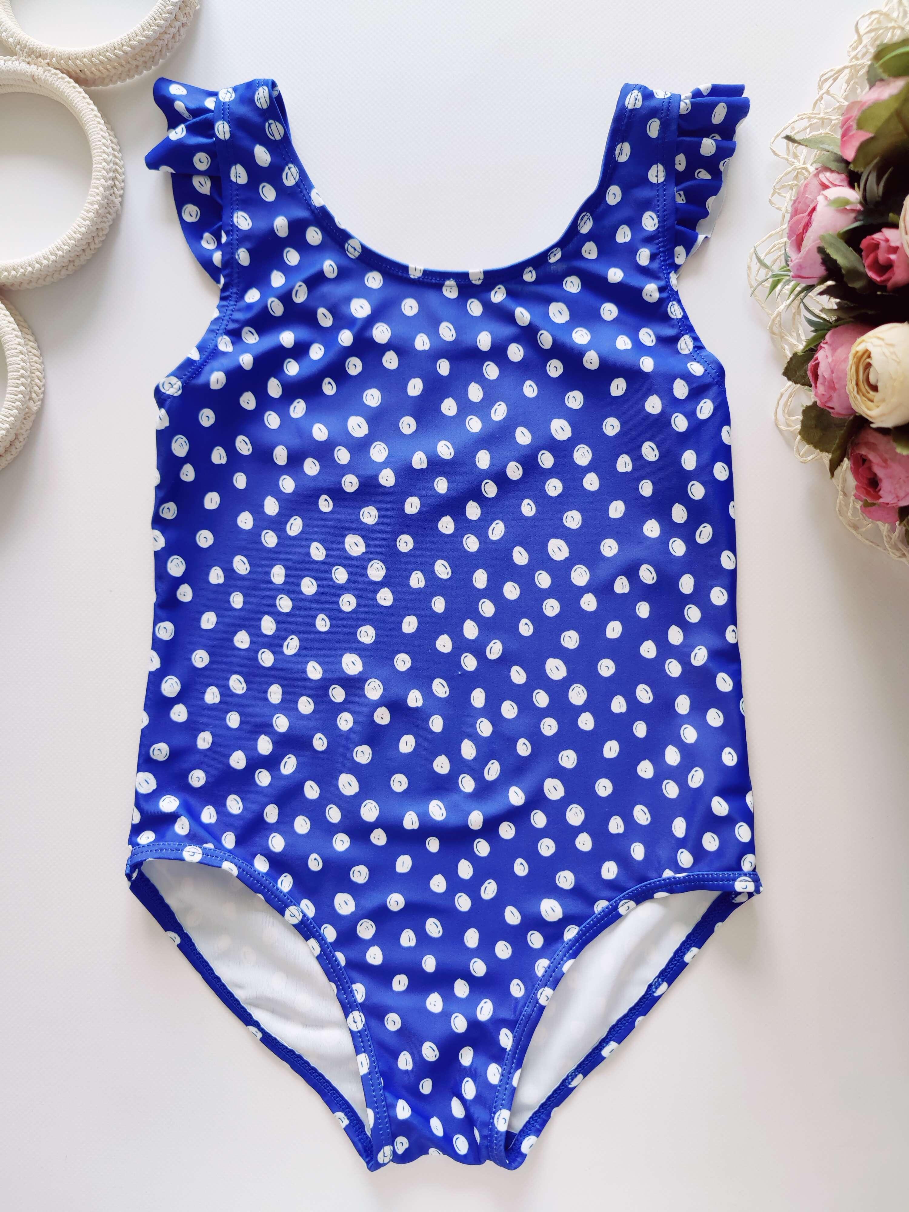 8 лет, рост 128 Купальниик в белый горошек