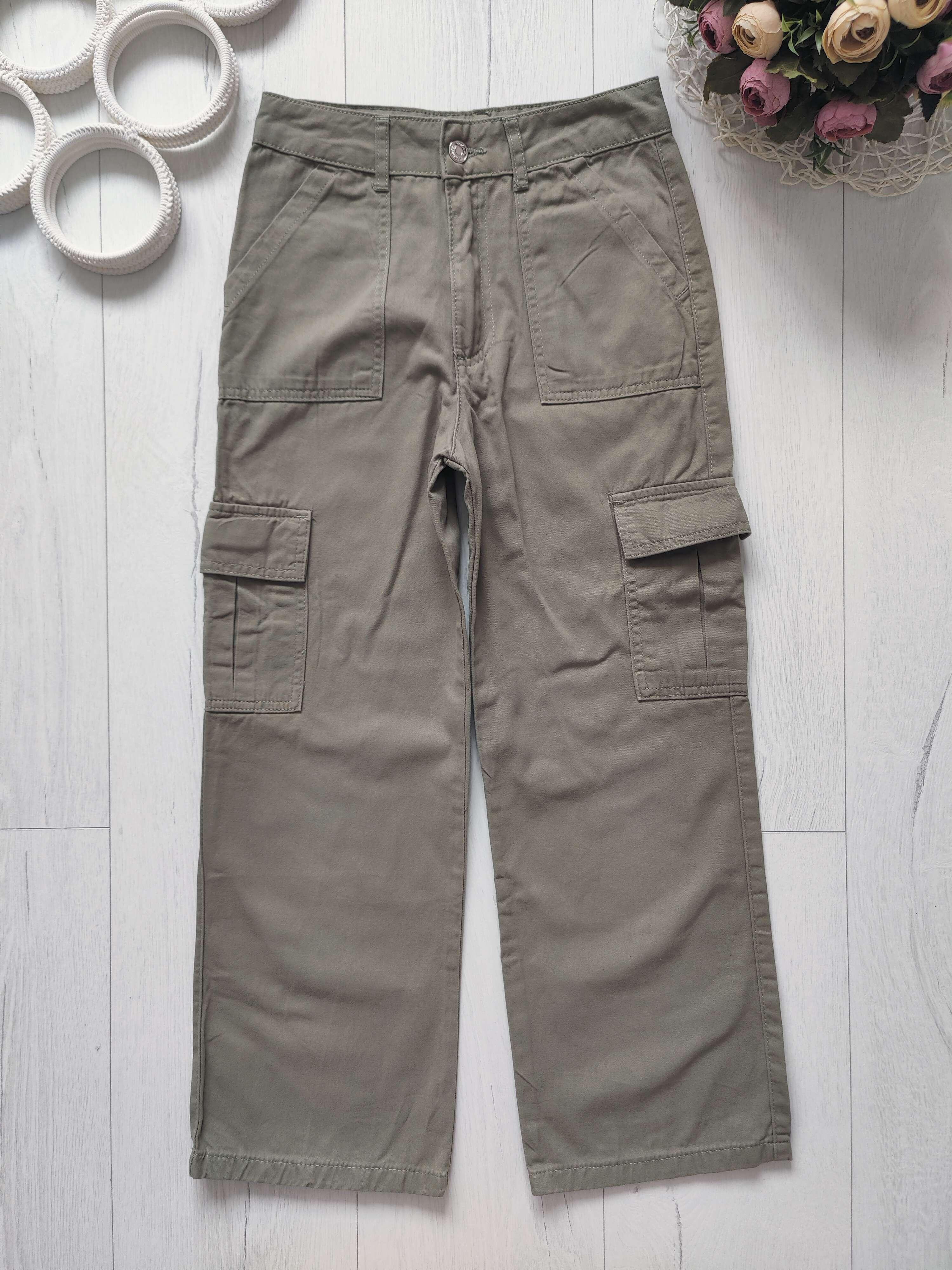 9,10 лет, рост 140 Свободные штаны с накладными карманми