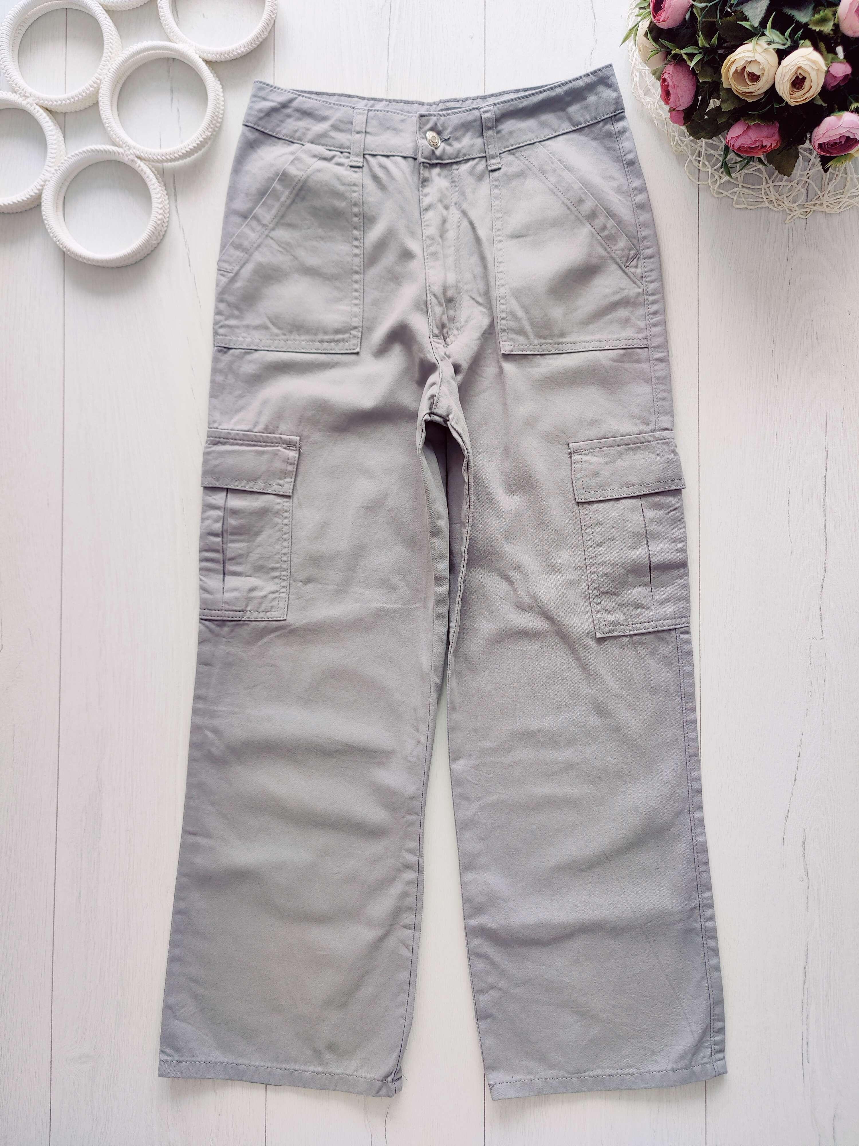 11,12 лет, рост 152 Широкие штанны с накладными карманами