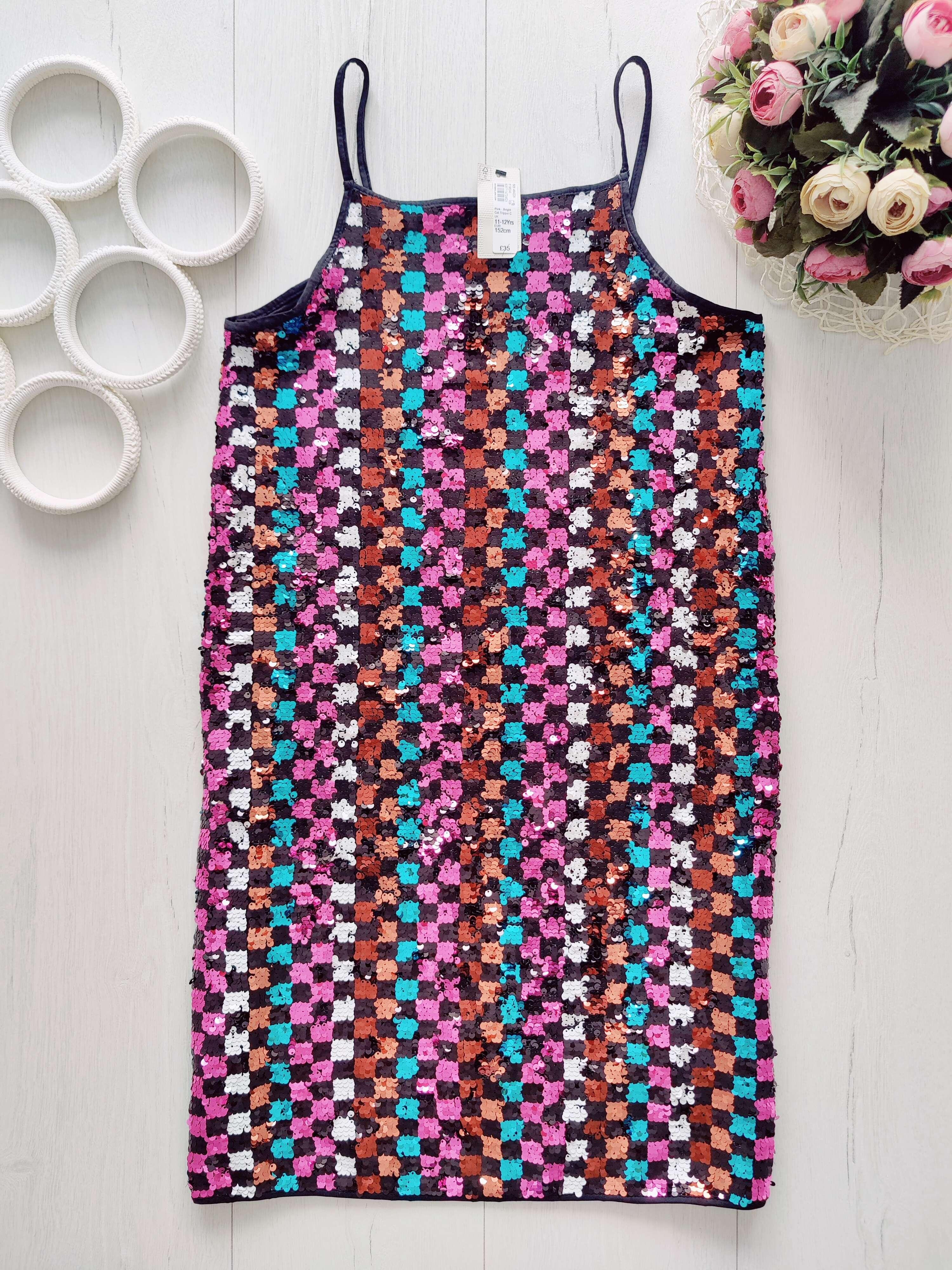 11,12 лет, рост 152 Сарафан в пайетках