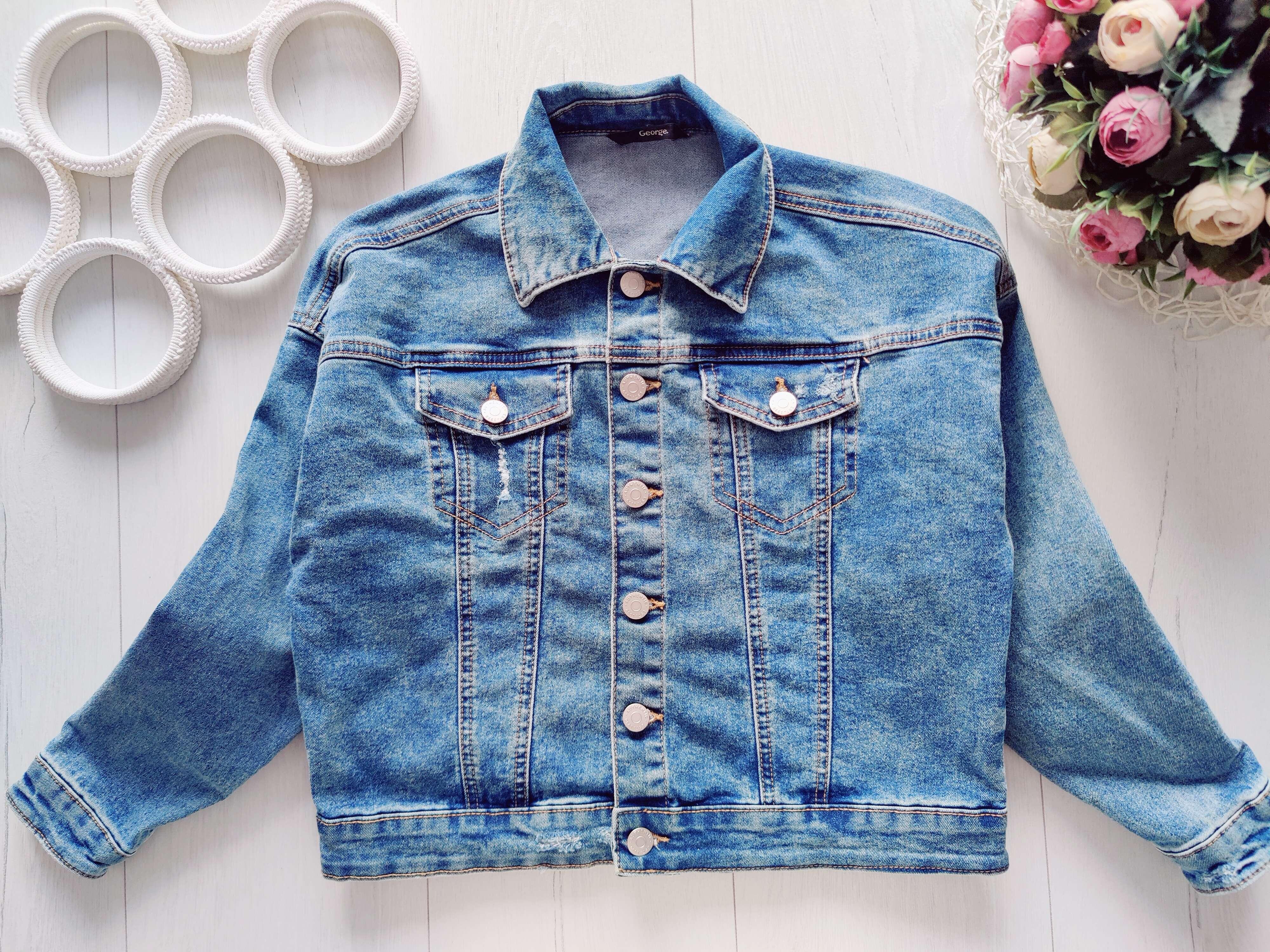 7,8 лет, рост 122,128 Джинсовка стретч