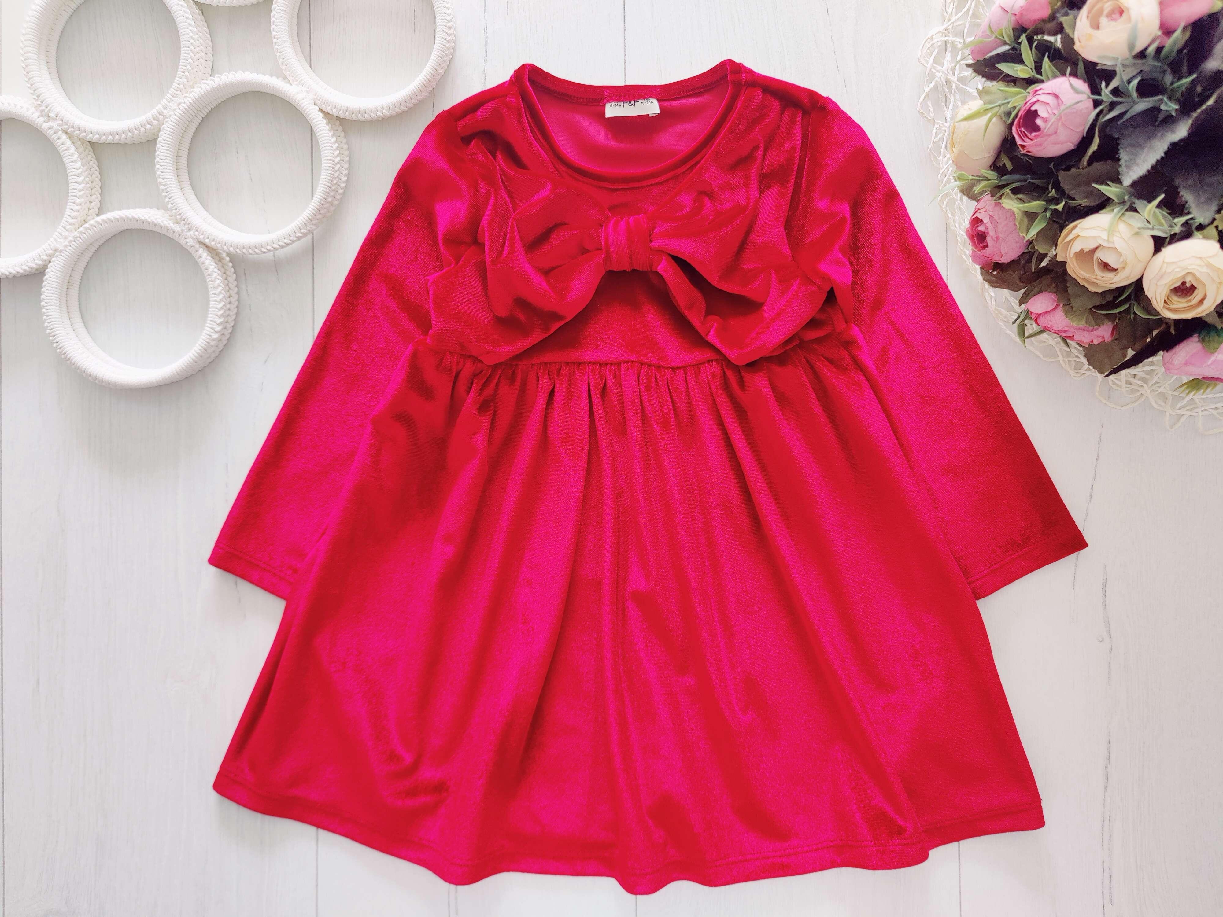 18,24 міс, зріст 92 Червона оксамитова сукня