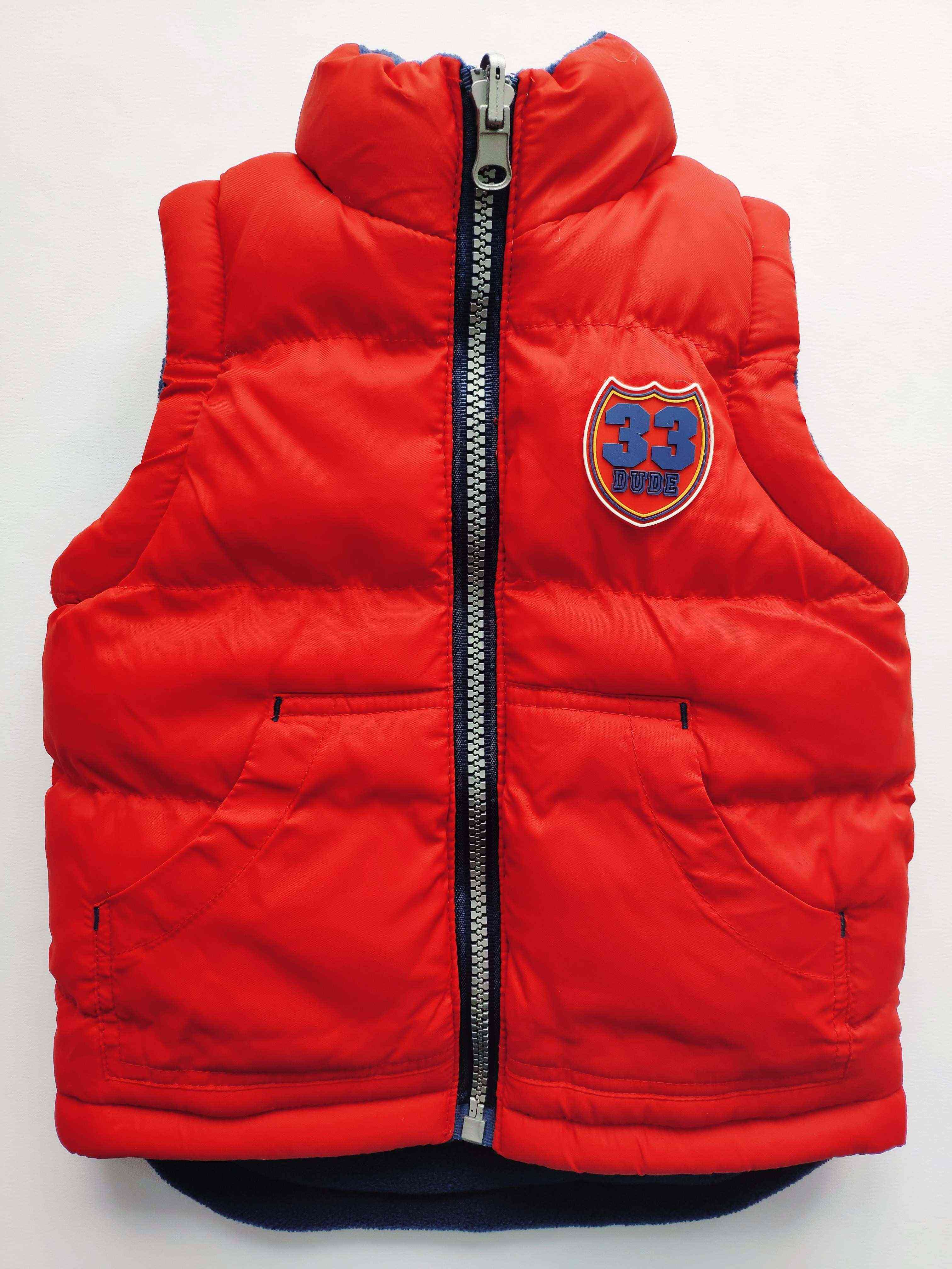 1-2 роки, зріст 80-86 Теплий двосторонній жилет для хлопчика