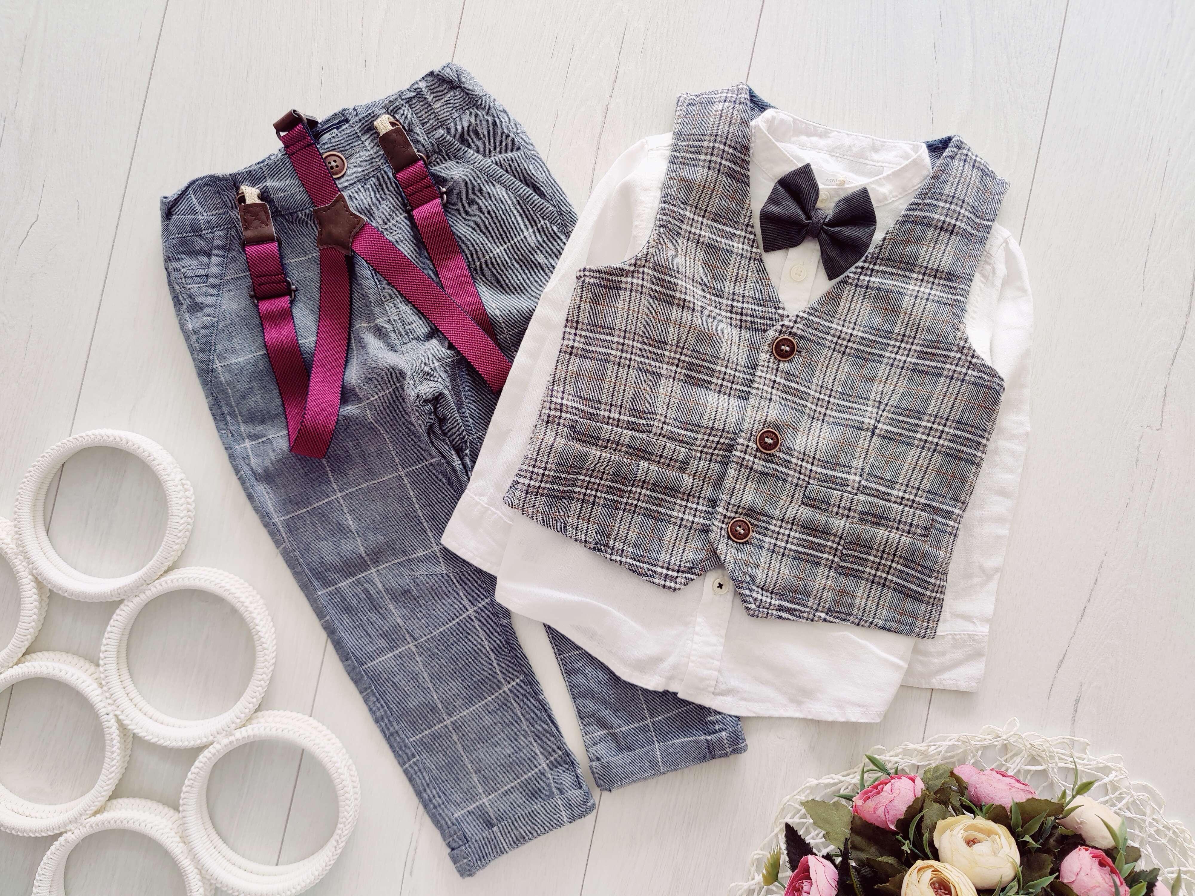 12,18 мес, рост 86 Жилетка брюки и рубашка