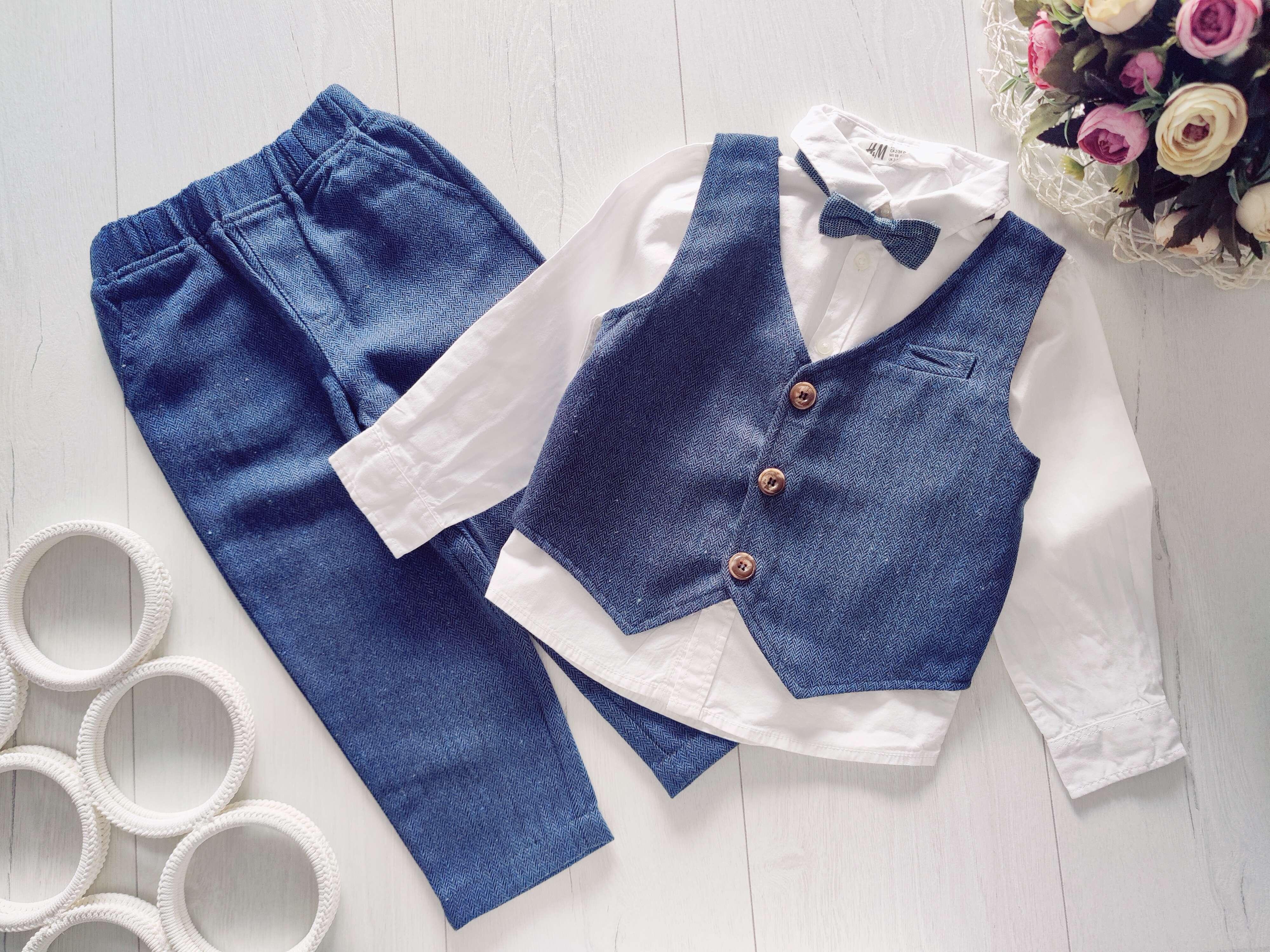 3 года, рост 98 Костюм нарядный и белая рубашка с бабочкой