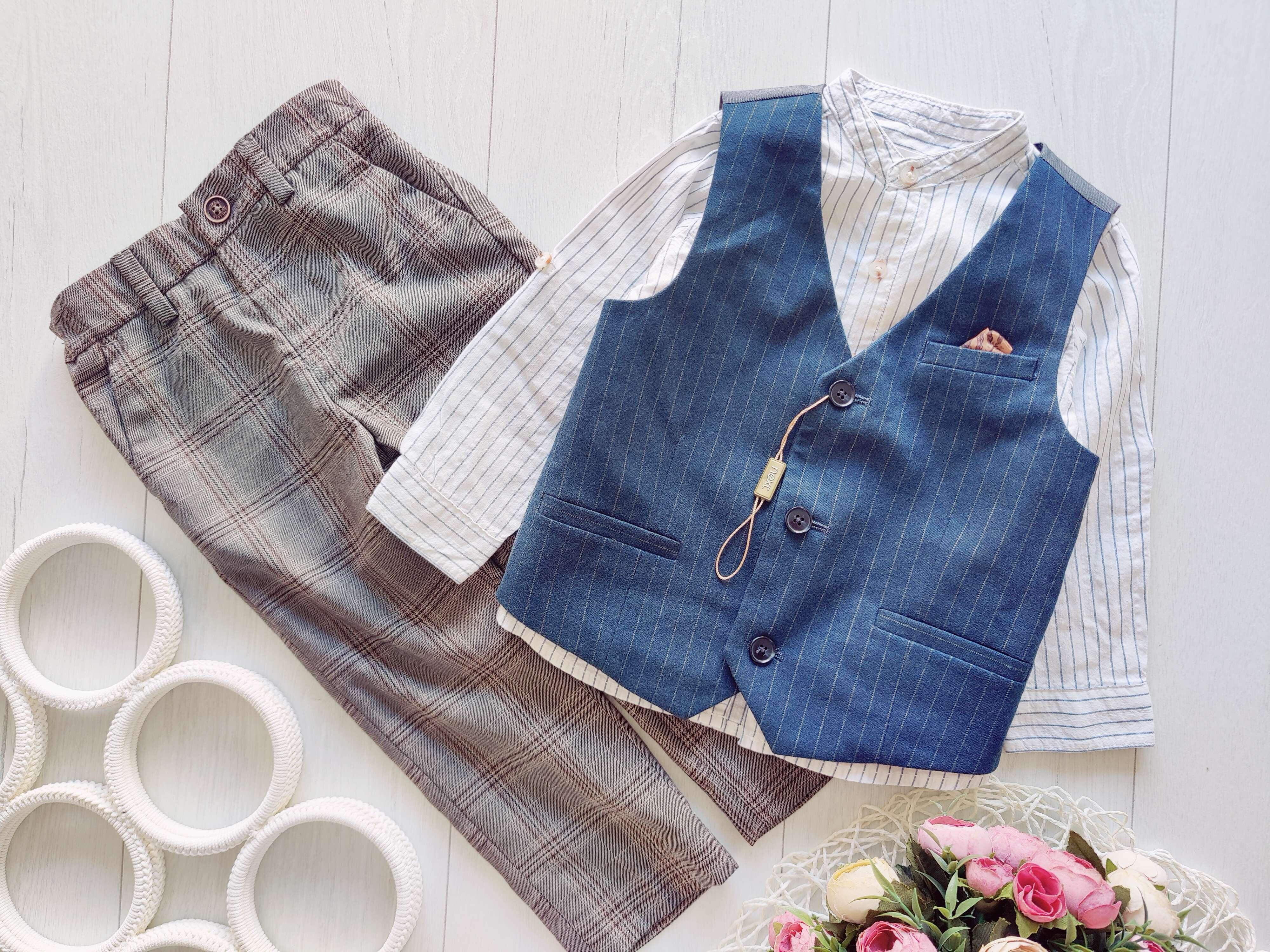 1-2 года, рост 86-92 Новая жилетка брюки рубашка